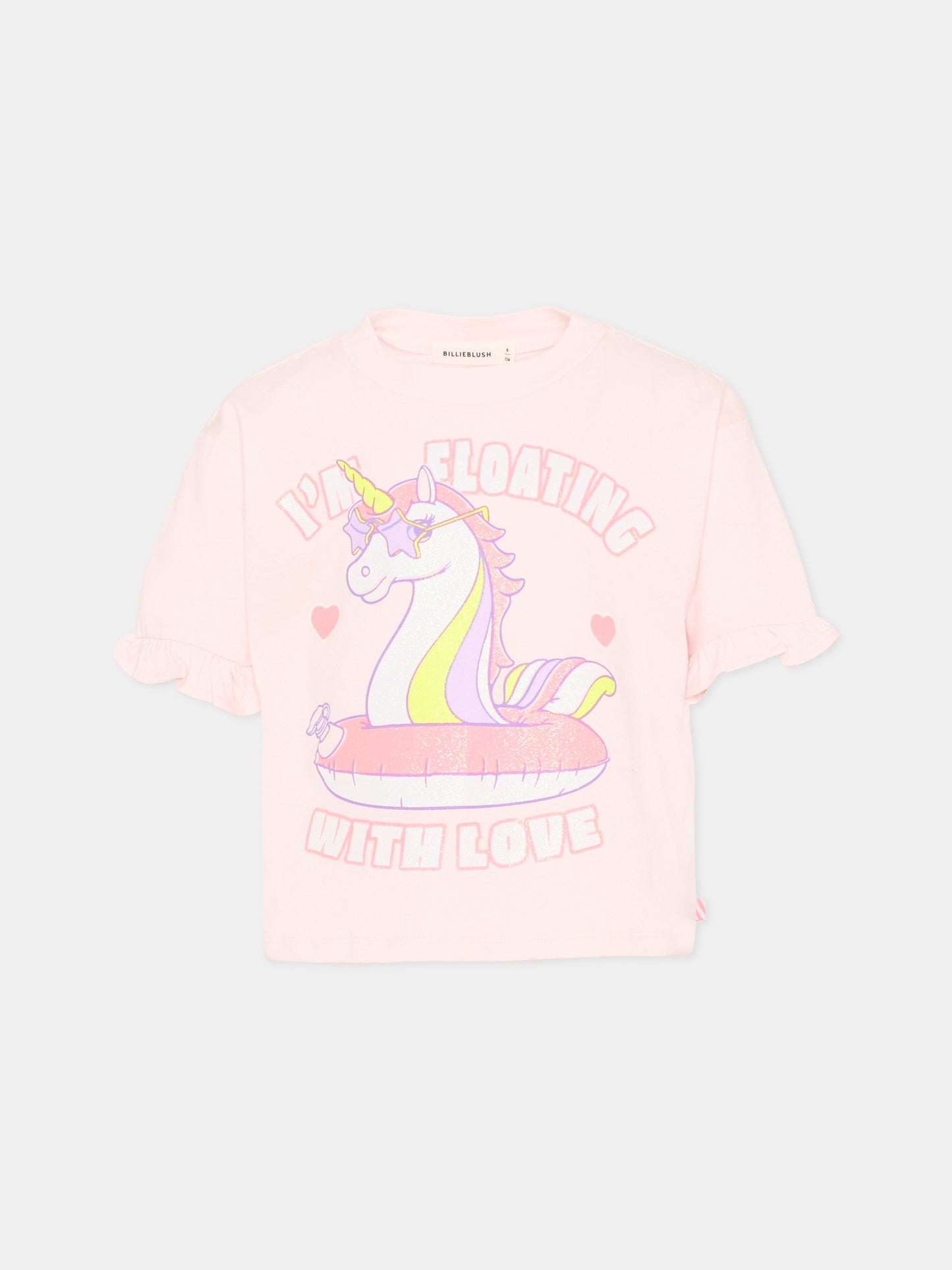 T-shirt rosa per bambina con unicorno,Billieblush,U21941 44L