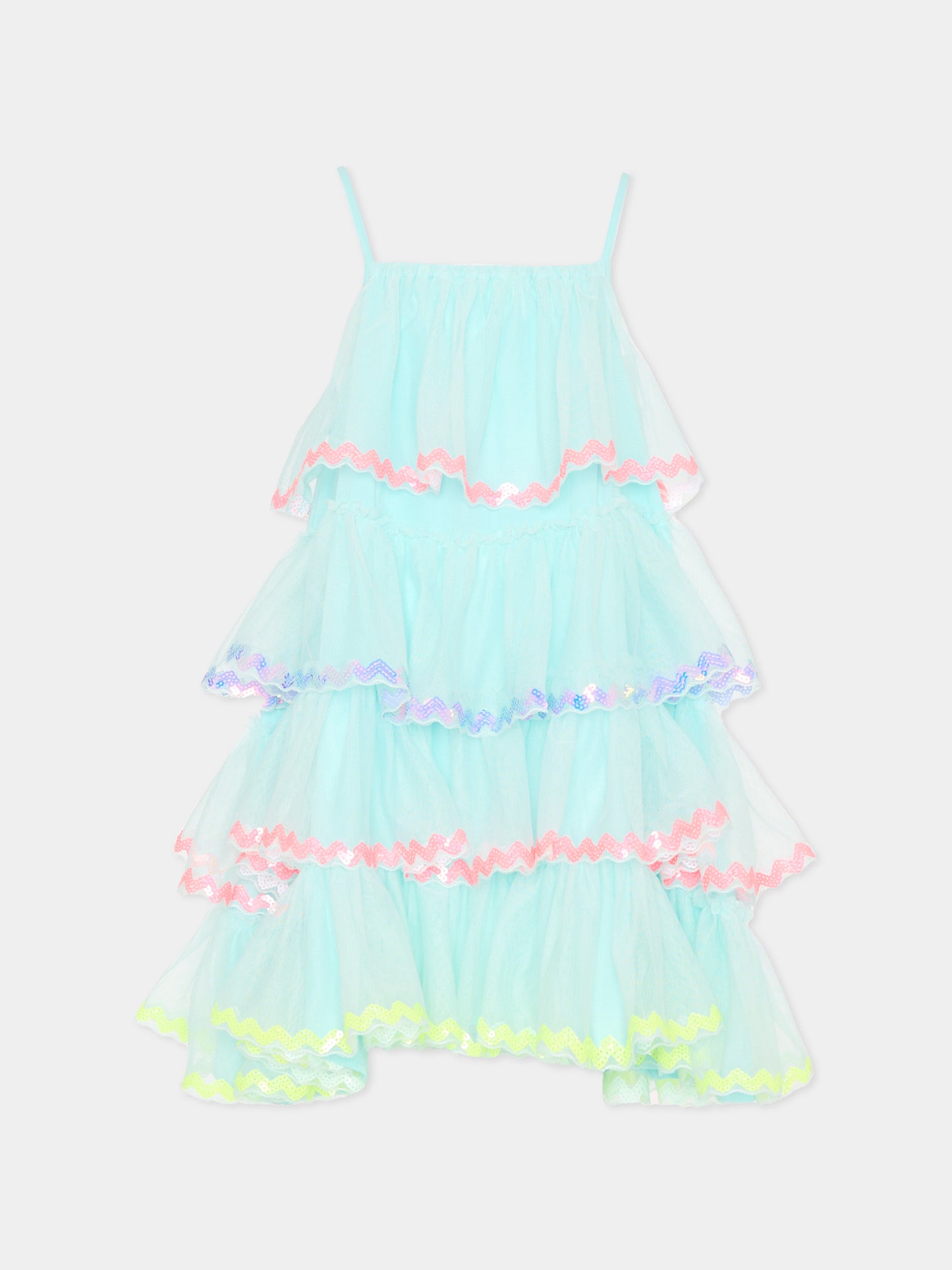 Vestito azzurro elegante per bambina in tulle,Billieblush,U21986 76G