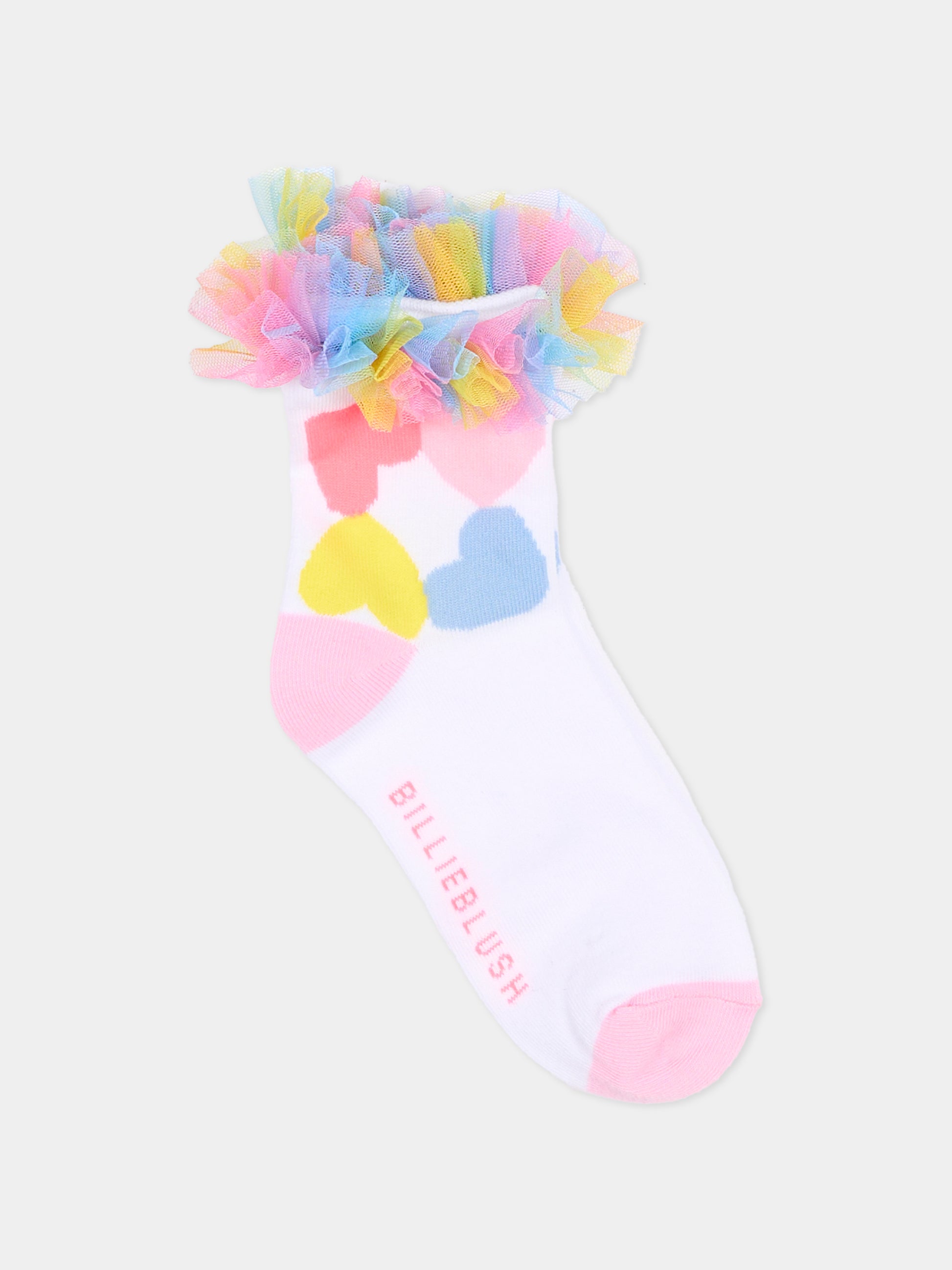 Calzini bianchi per bambina con cuori,Billieblush,U22024 10P