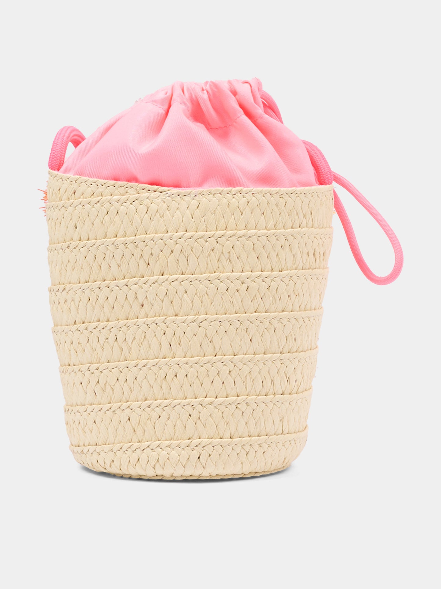 Borsa multicolor per bambina in paglia con pompon,Billieblush,U22037 499