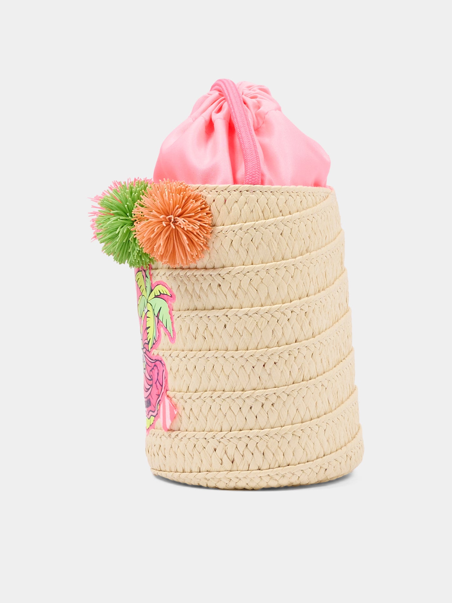 Borsa multicolor per bambina in paglia con pompon,Billieblush,U22037 499