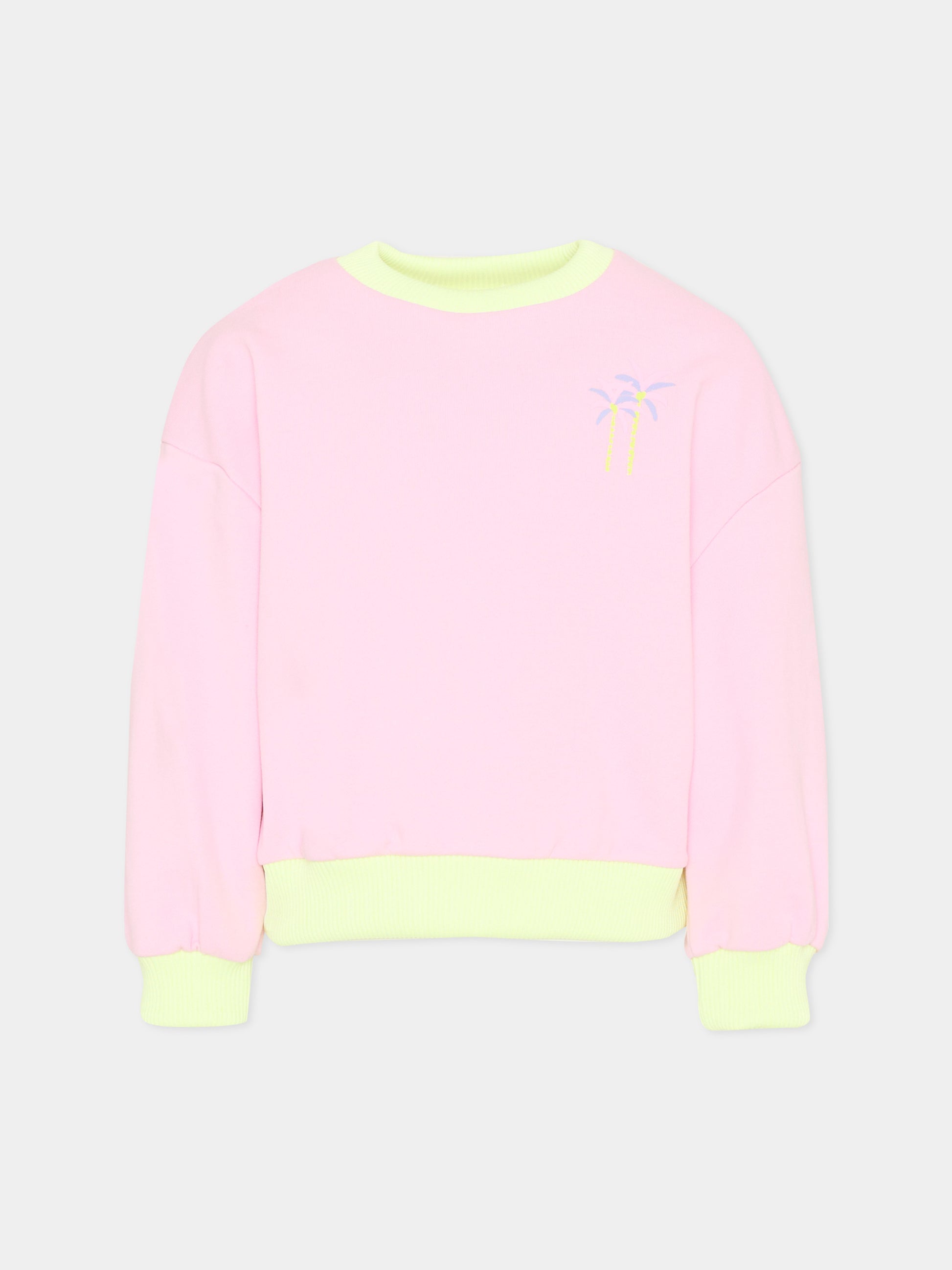 Felpa rosa per bambina con stampa palme,Billieblush,U22102 46N