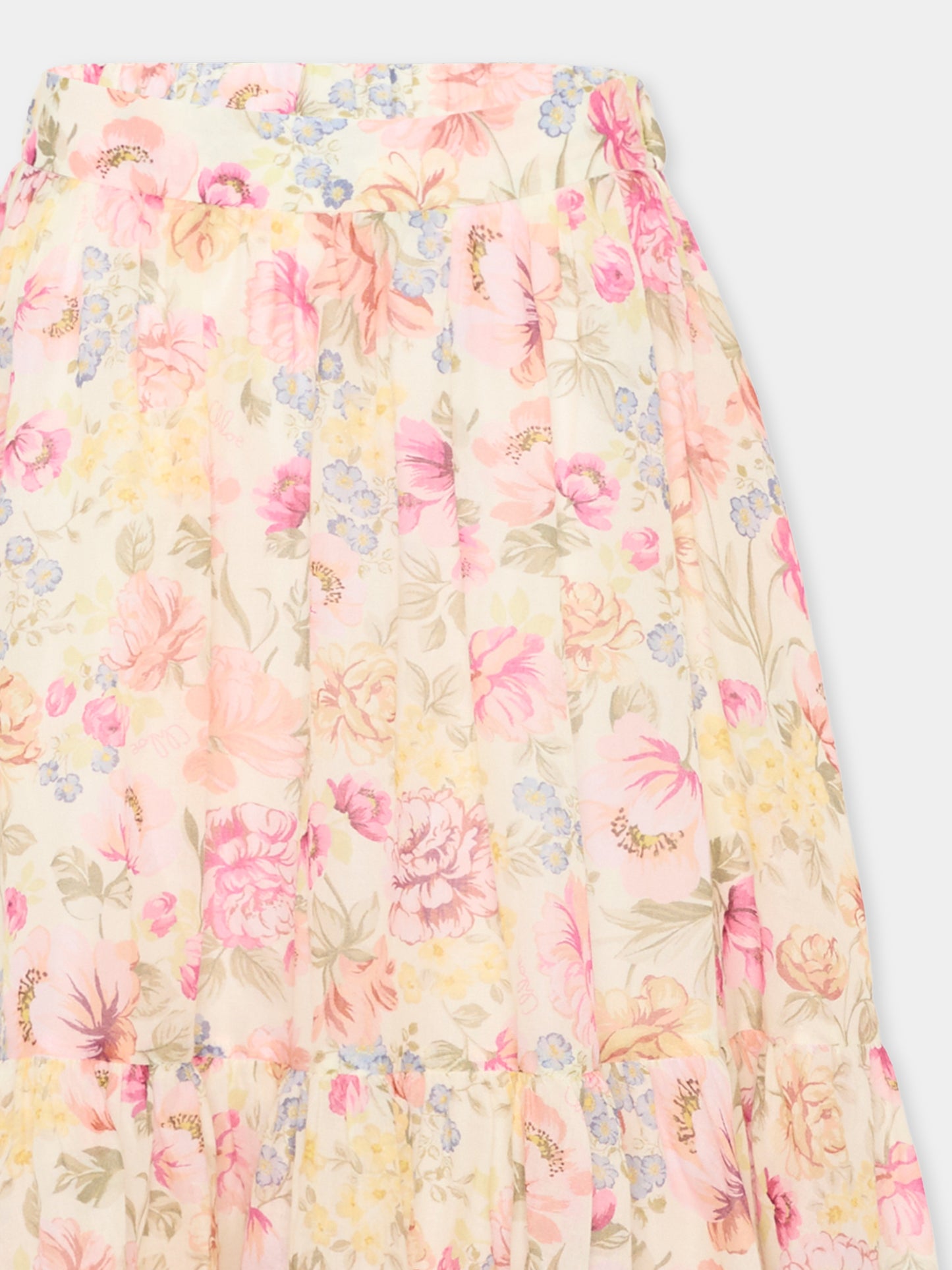 Gonna rosa per bambina floreale,Chloé Kids,C20828 Z41