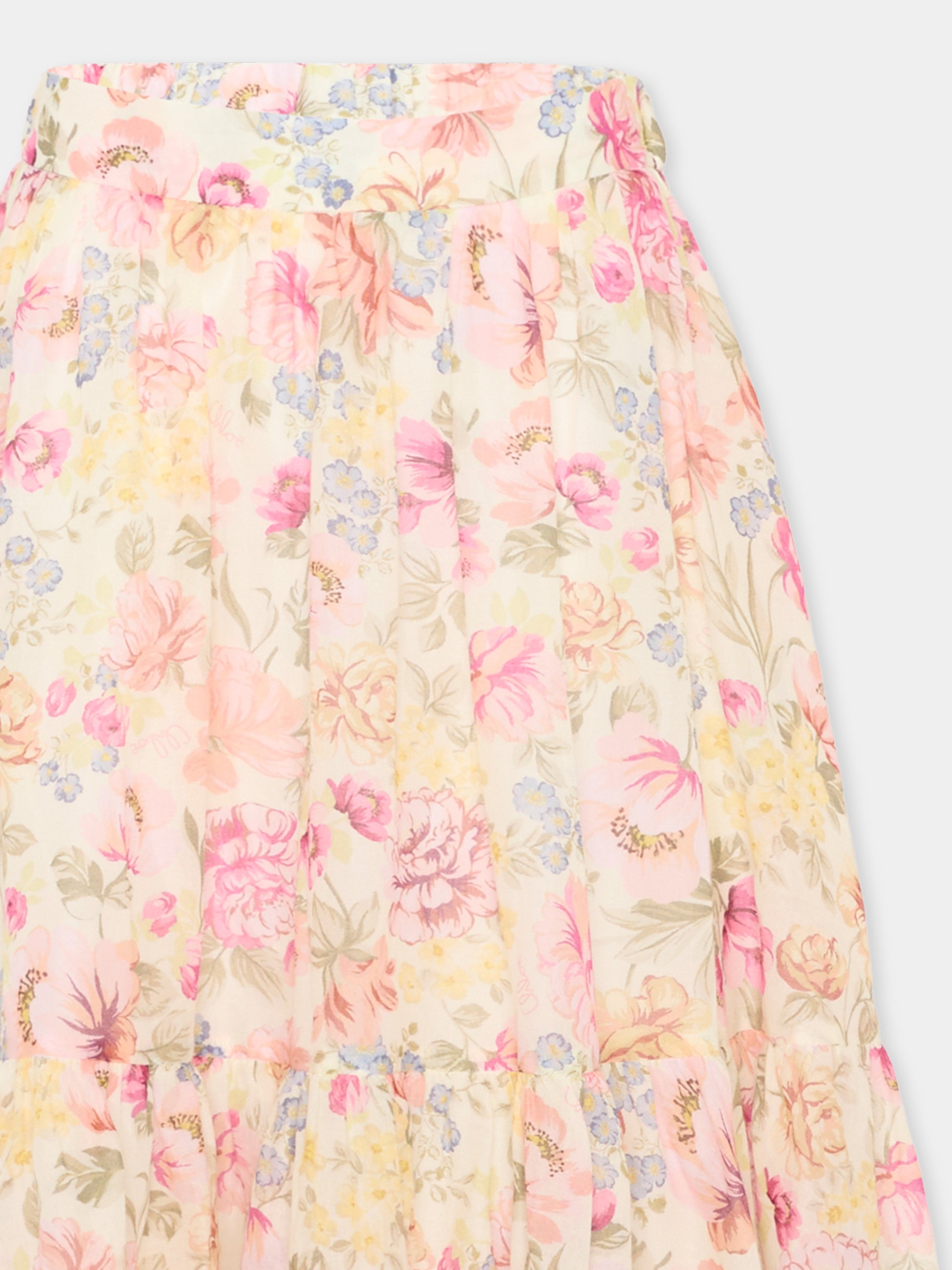 Gonna rosa per bambina floreale,Chloé Kids,C20828 Z41