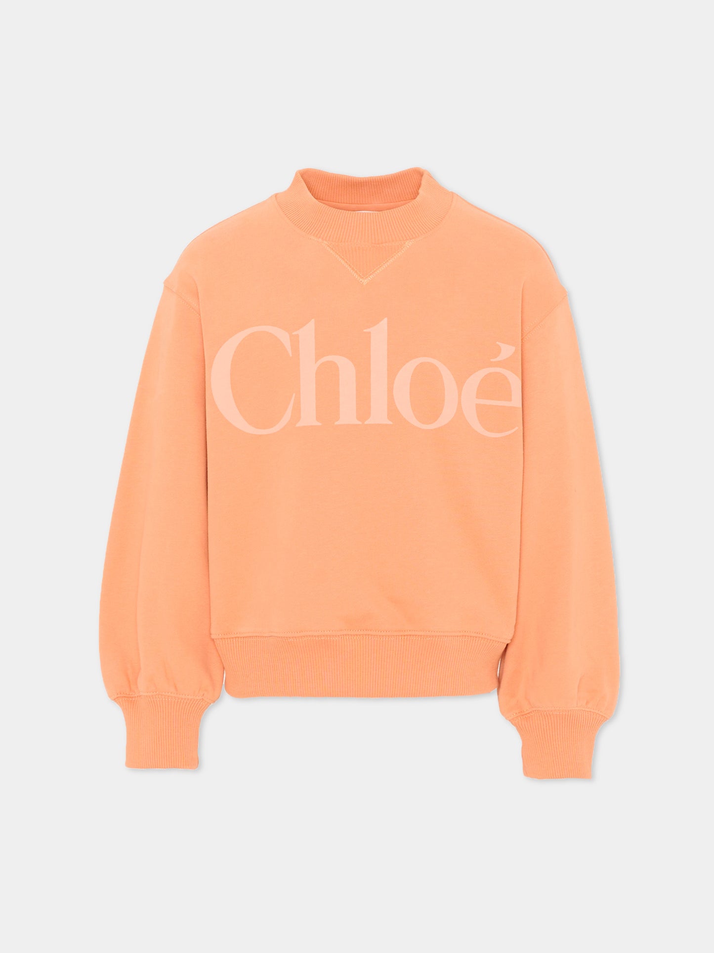 Felpa arancione con logo per bambina,Chloé Kids,C20845 43A