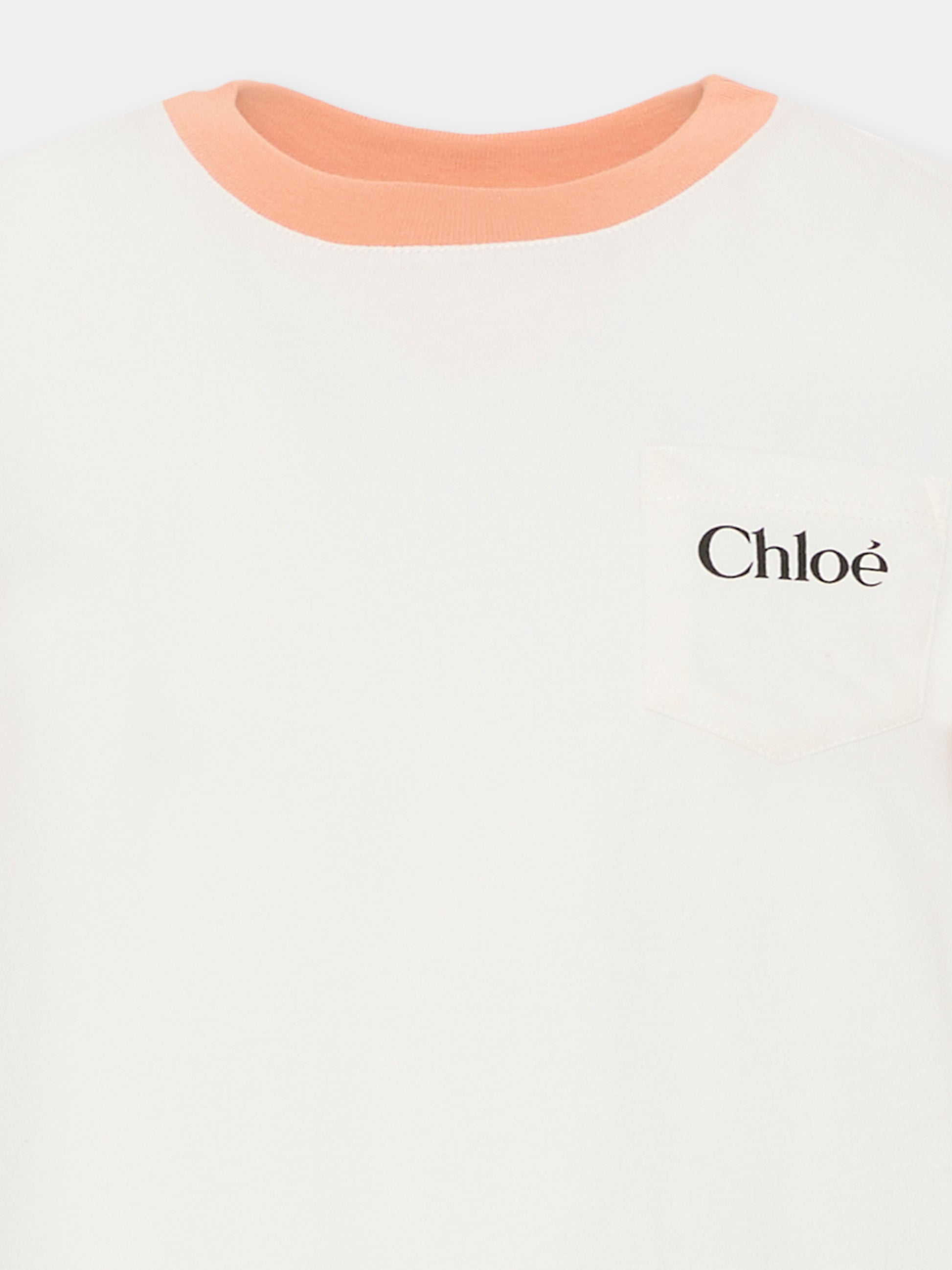T-shirt avorio per bambina con logo,Chloé Kids,C20860 117