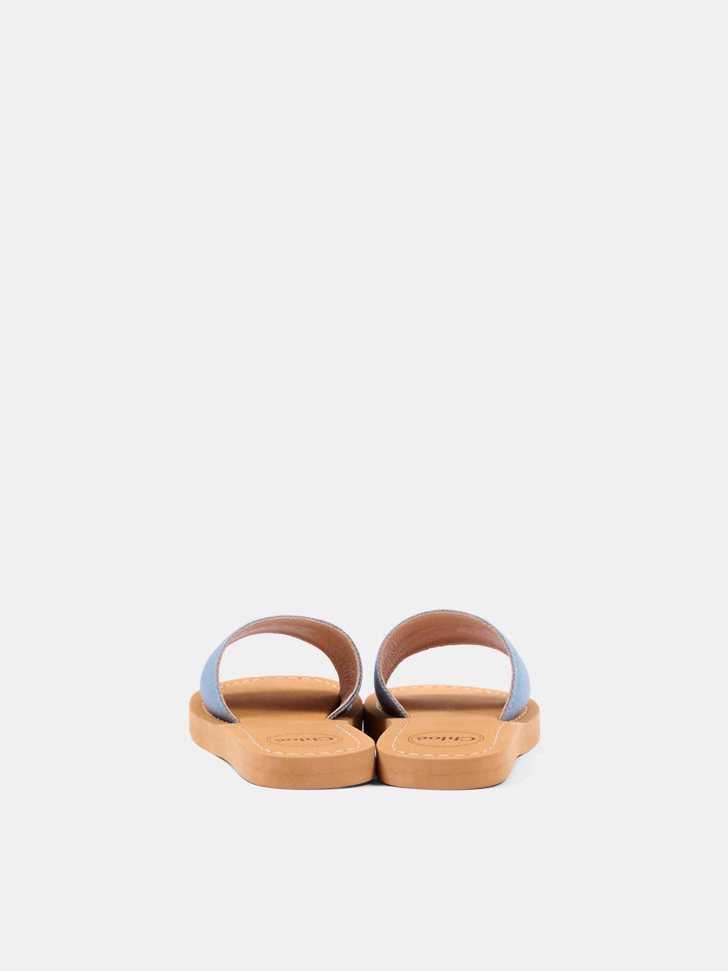 Ciabatte celesti per bambina con logo,Chloé Kids,C20881 821