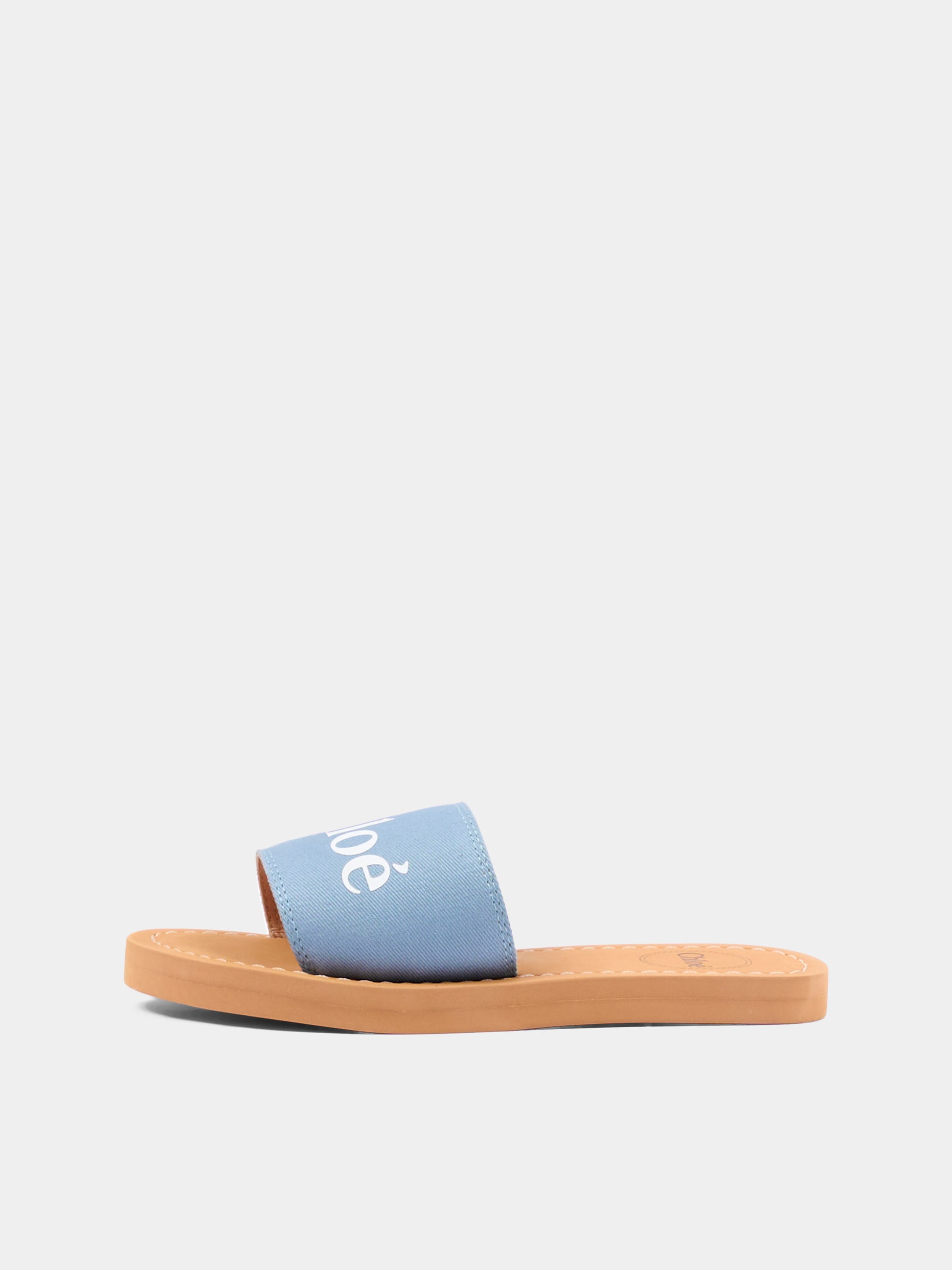 Ciabatte celesti per bambina con logo,Chloé Kids,C20881 821