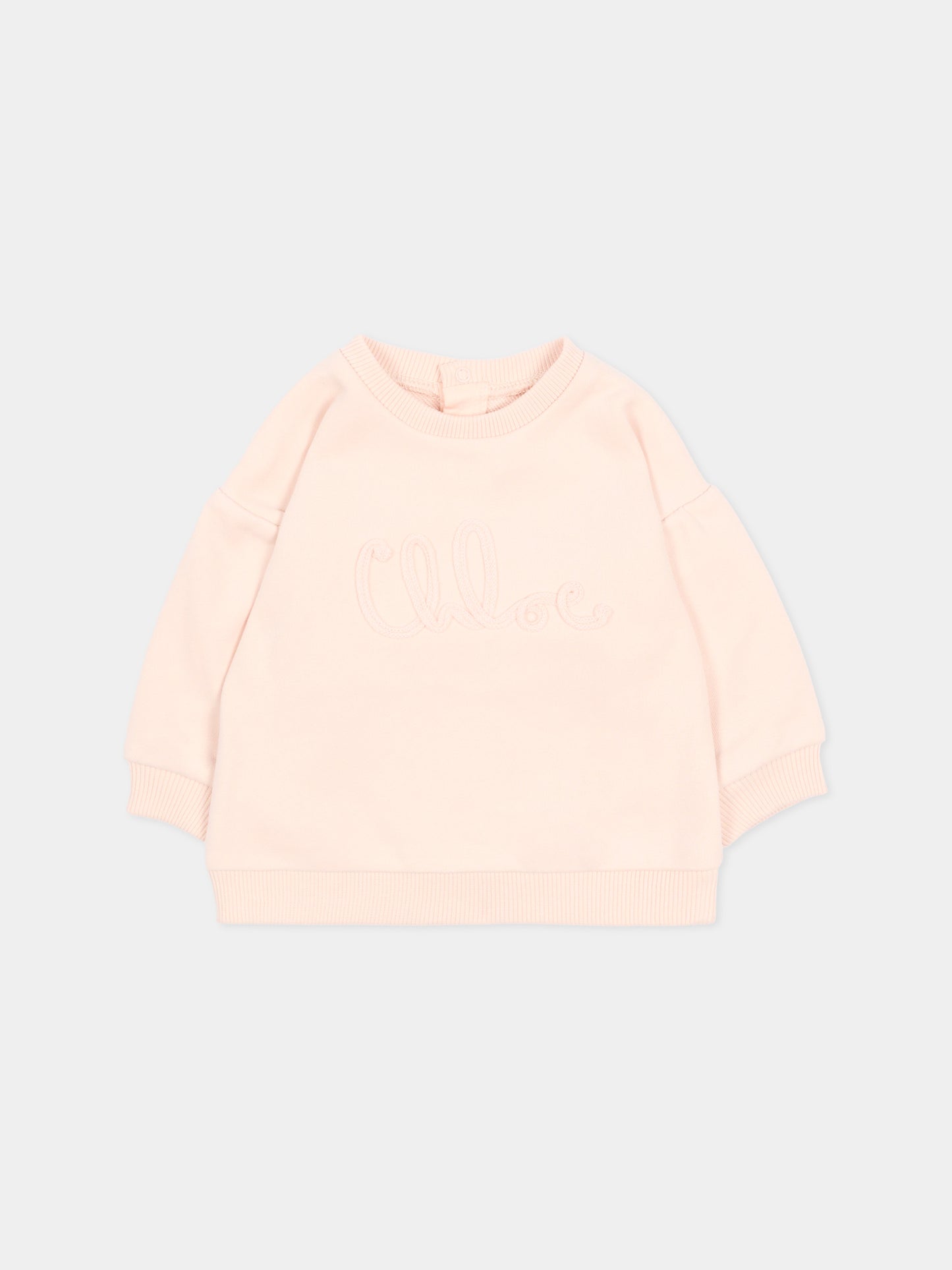 Felpa rosa per neonata con logo ricamato,Chloé Kids,C20913 46J