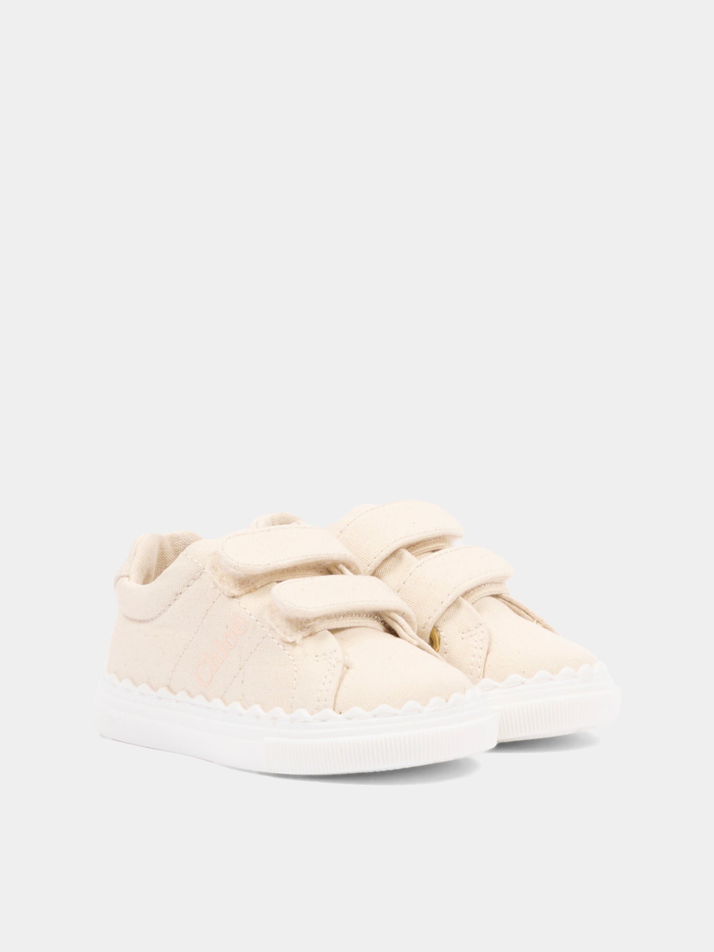 Sneakers beige per neonata con logo,Chloé Kids,C20918 117
