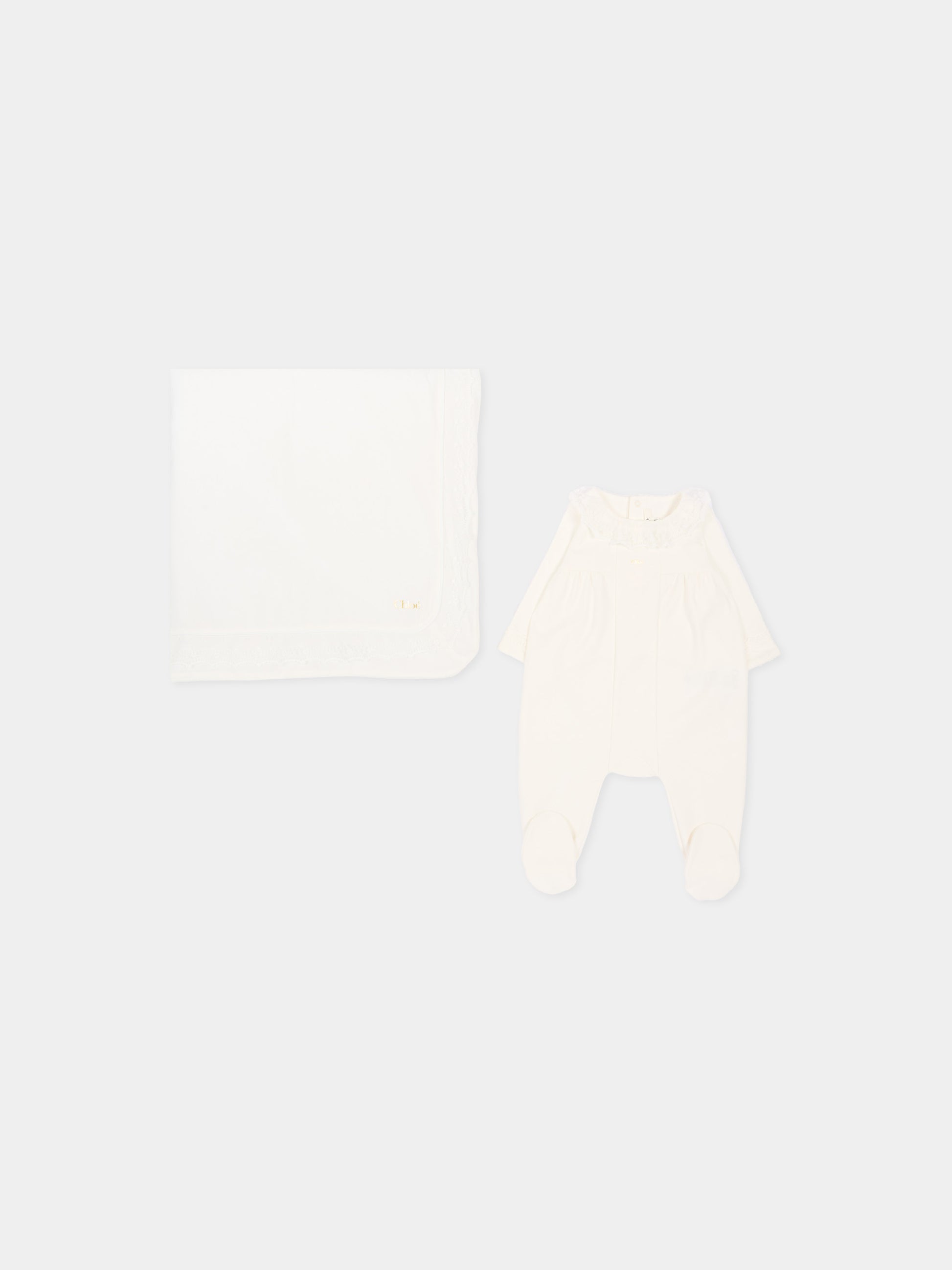 Set tutina avorio per neonata con pizzo,Chloé Kids,C20925 117