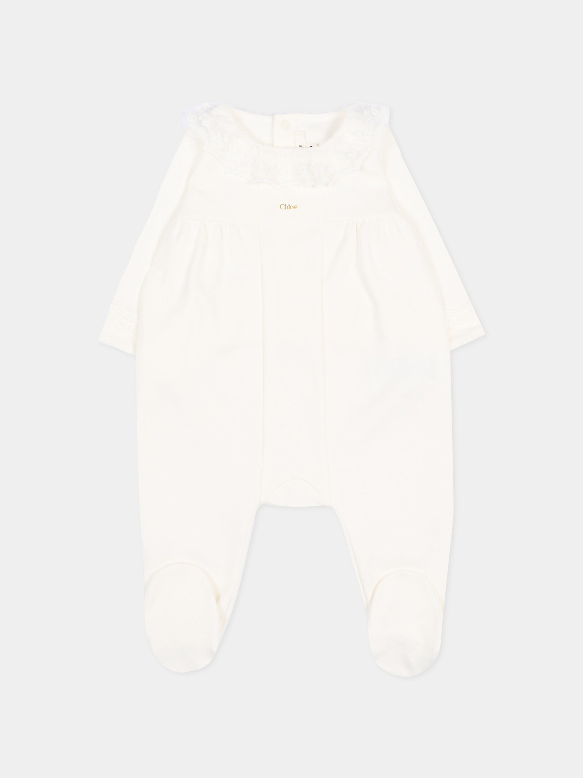 Set tutina avorio per neonata con pizzo,Chloé Kids,C20925 117