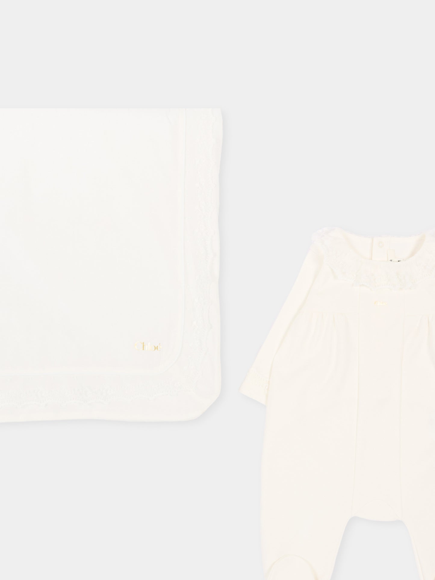 Set tutina avorio per neonata con pizzo,Chloé Kids,C20925 117