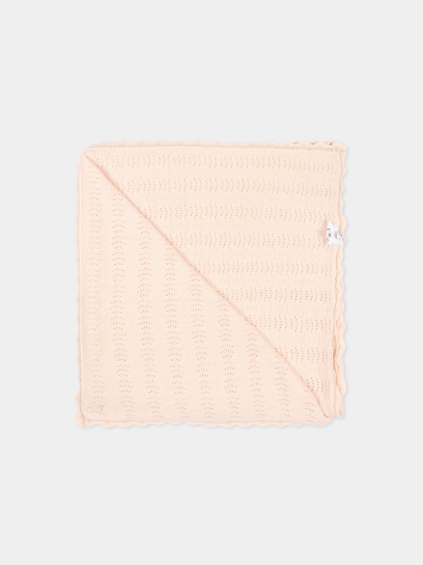 Coperta rosa per neonata traforata con logo,Chloé Kids,C20940 440