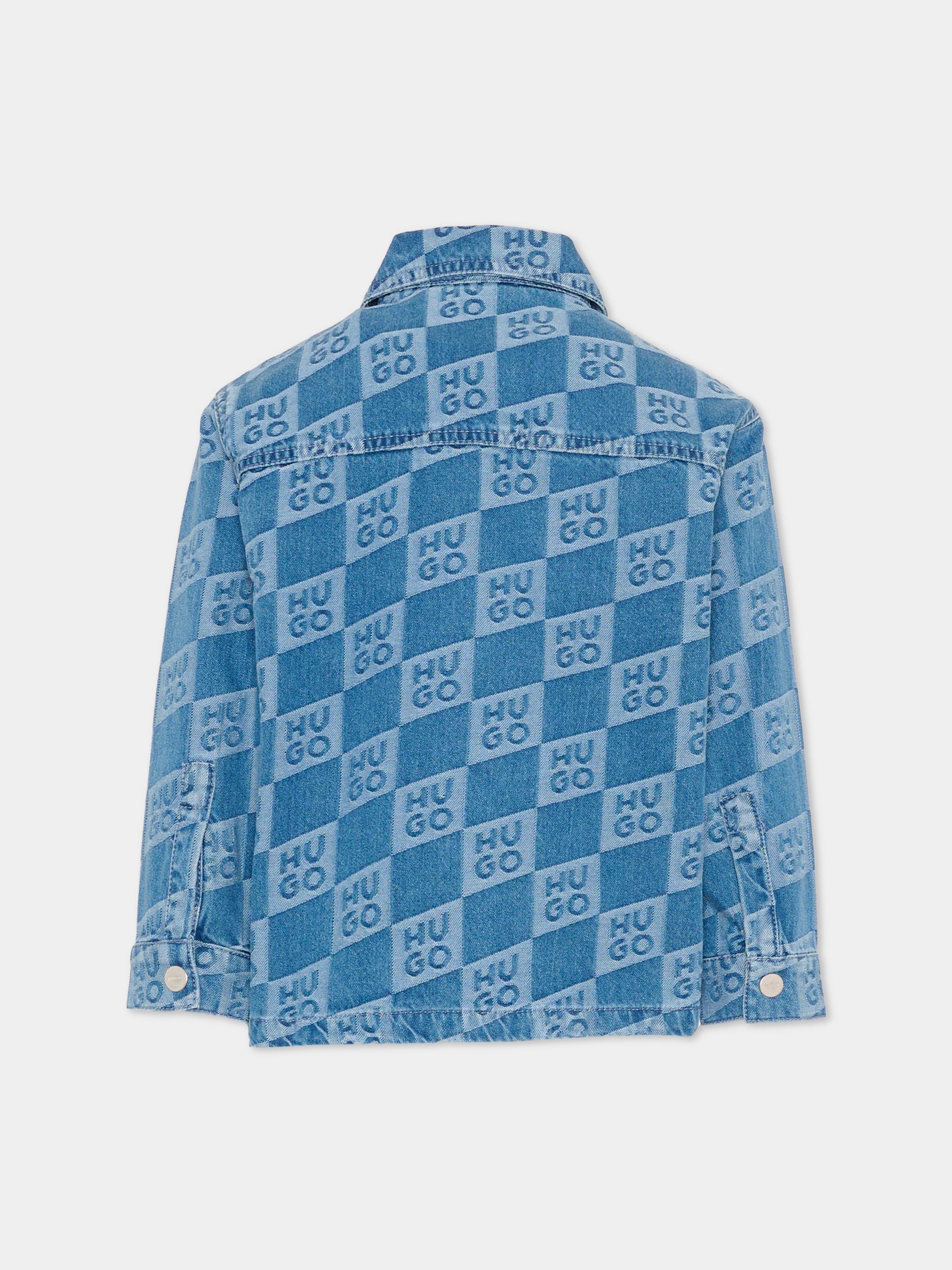 Camicia denim per bambino con logo,Hugo,G01004 Z25