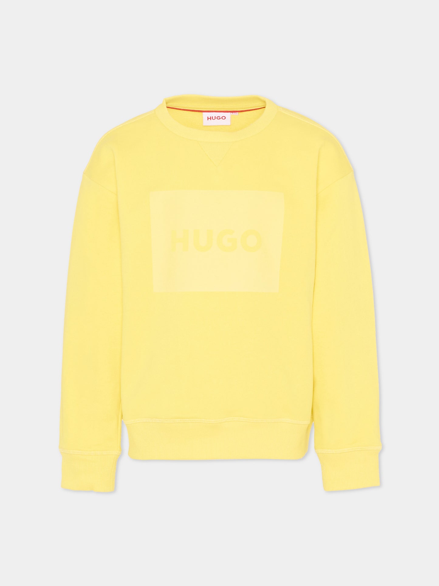 Felpa gialla HUGO per bambino logo tono su tono,Hugo,G01015 544