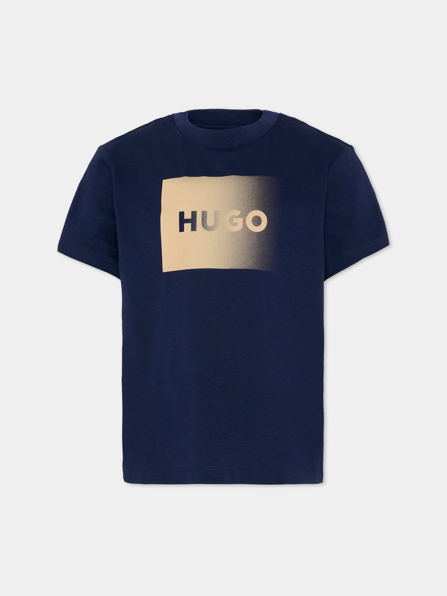 T-Shirt blu HUGO per bambino con logo,Hugo,G01019 85C