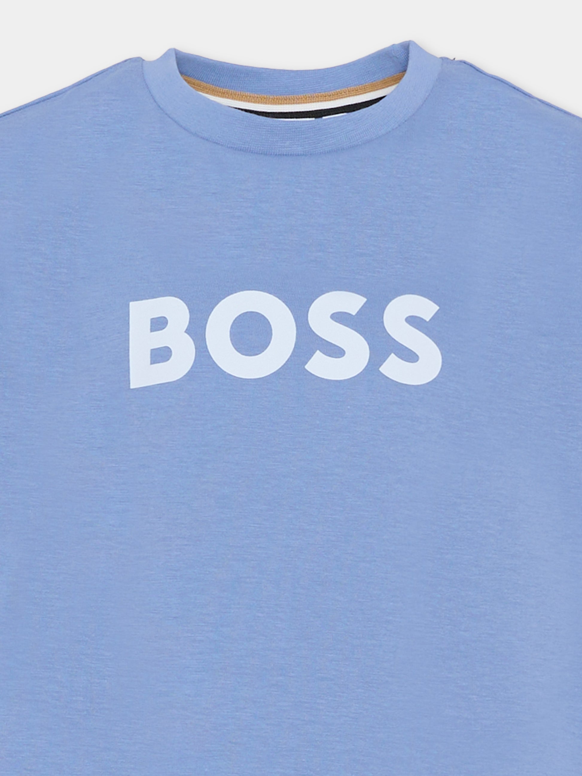 T-shirt blu per bambino con logo,Boss,J52711 881