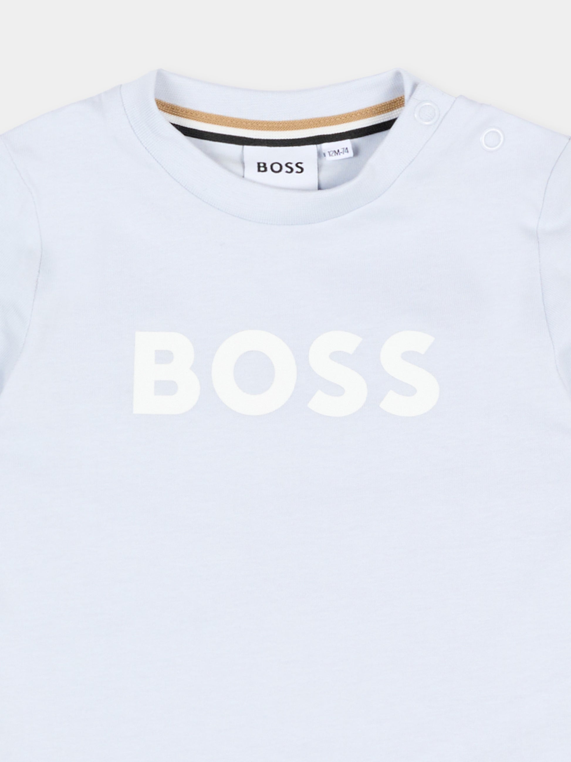 T-Shirt celeste per neonato con logo,Boss,J52712 78K