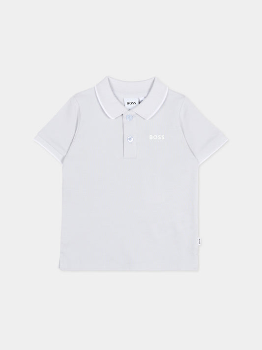 Polo celeste per neonato con logo,Boss,J52713 78K