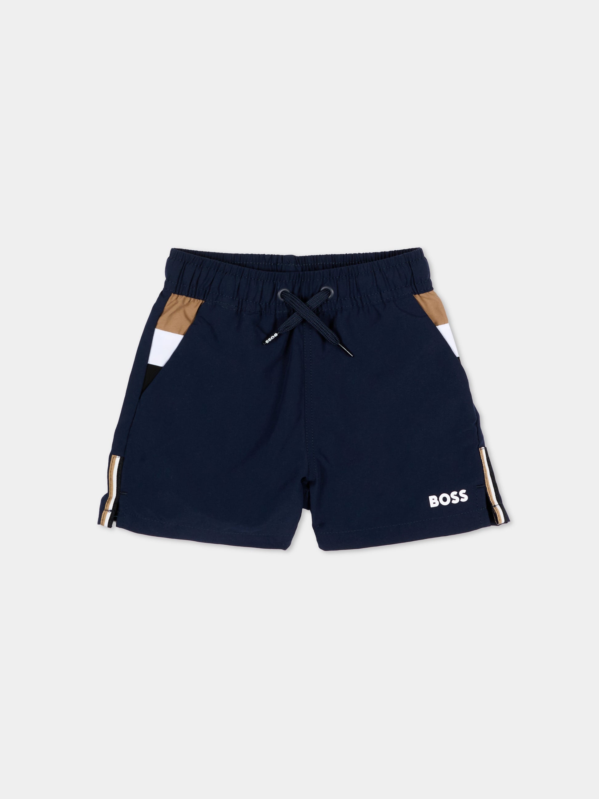 Boxer mare blu per neonato con logo,Boss,J52837 849