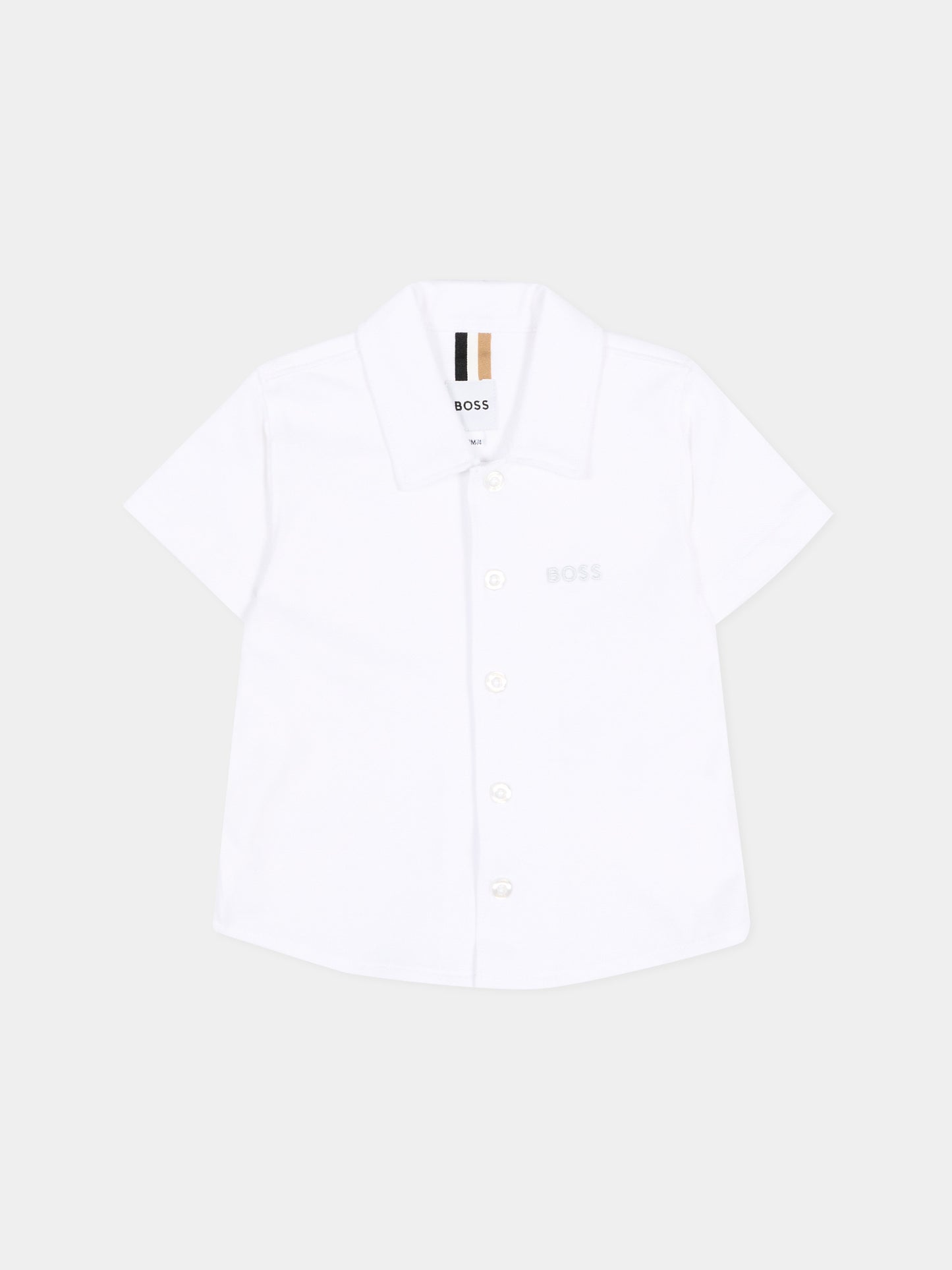 Camicia celeste per neonato con logo,Boss,J52845 10P