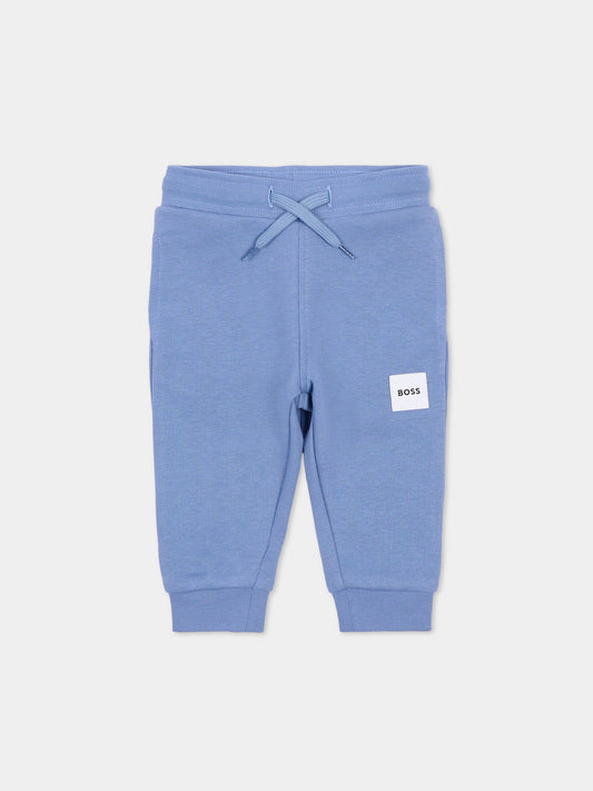 Pantaloni celesti per neonato con patch,Boss,J52853 881