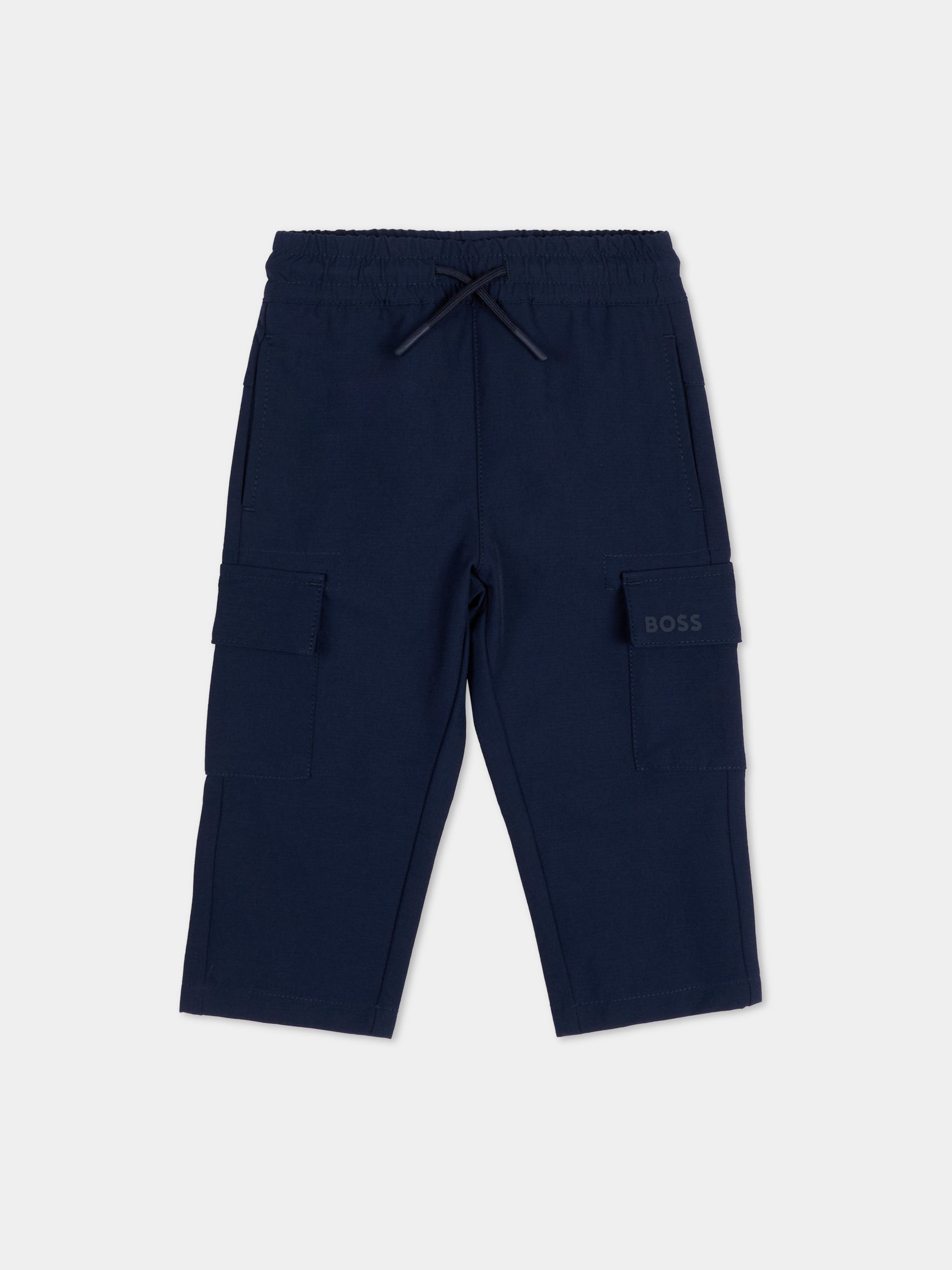 Pantalone blu per neonato con tasche cargo,Boss,J52855 849