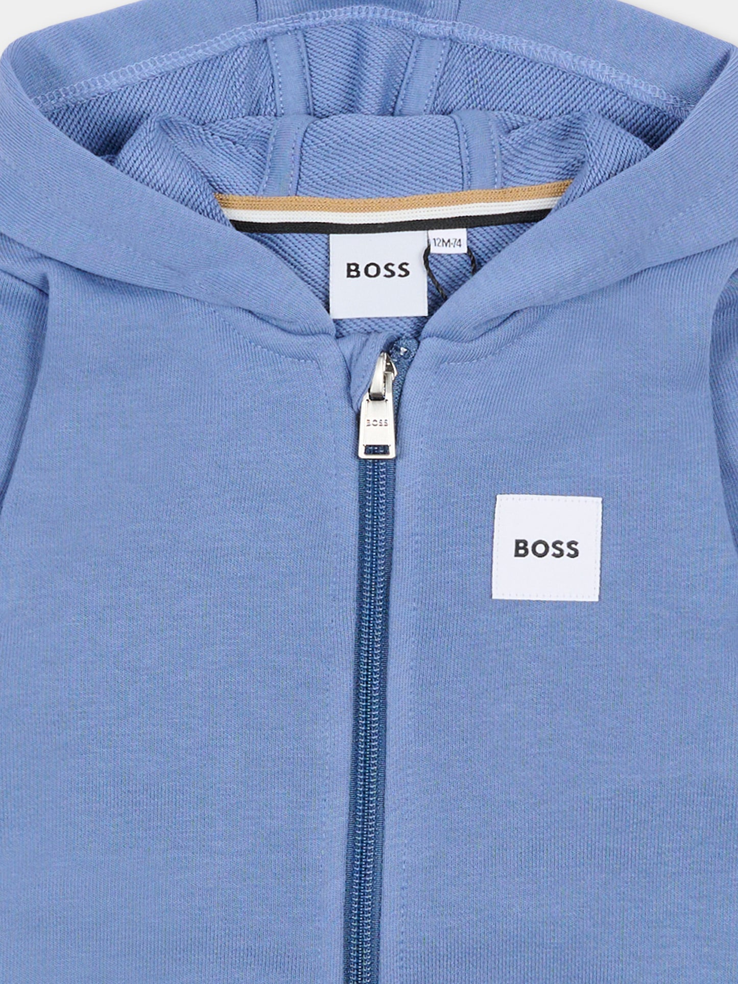 Felpa blu per neonato con patch,Boss,J52866 881