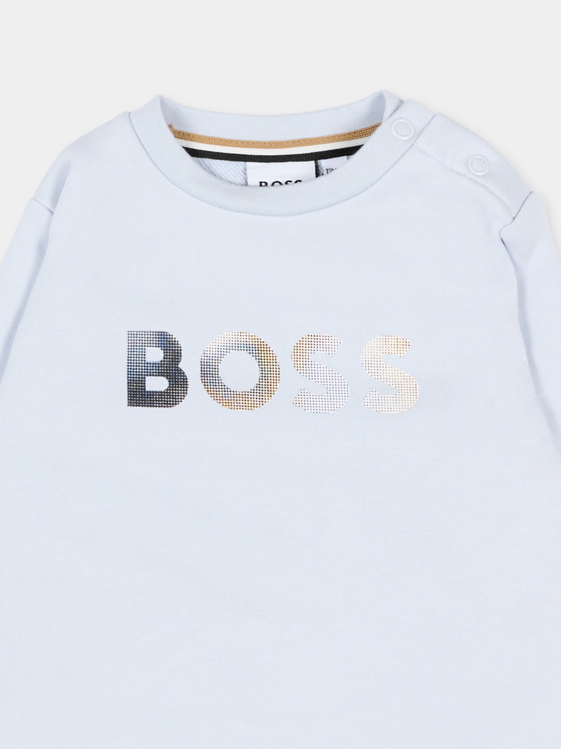 Felpa celeste per neonato con logo,Boss,J52867 78K