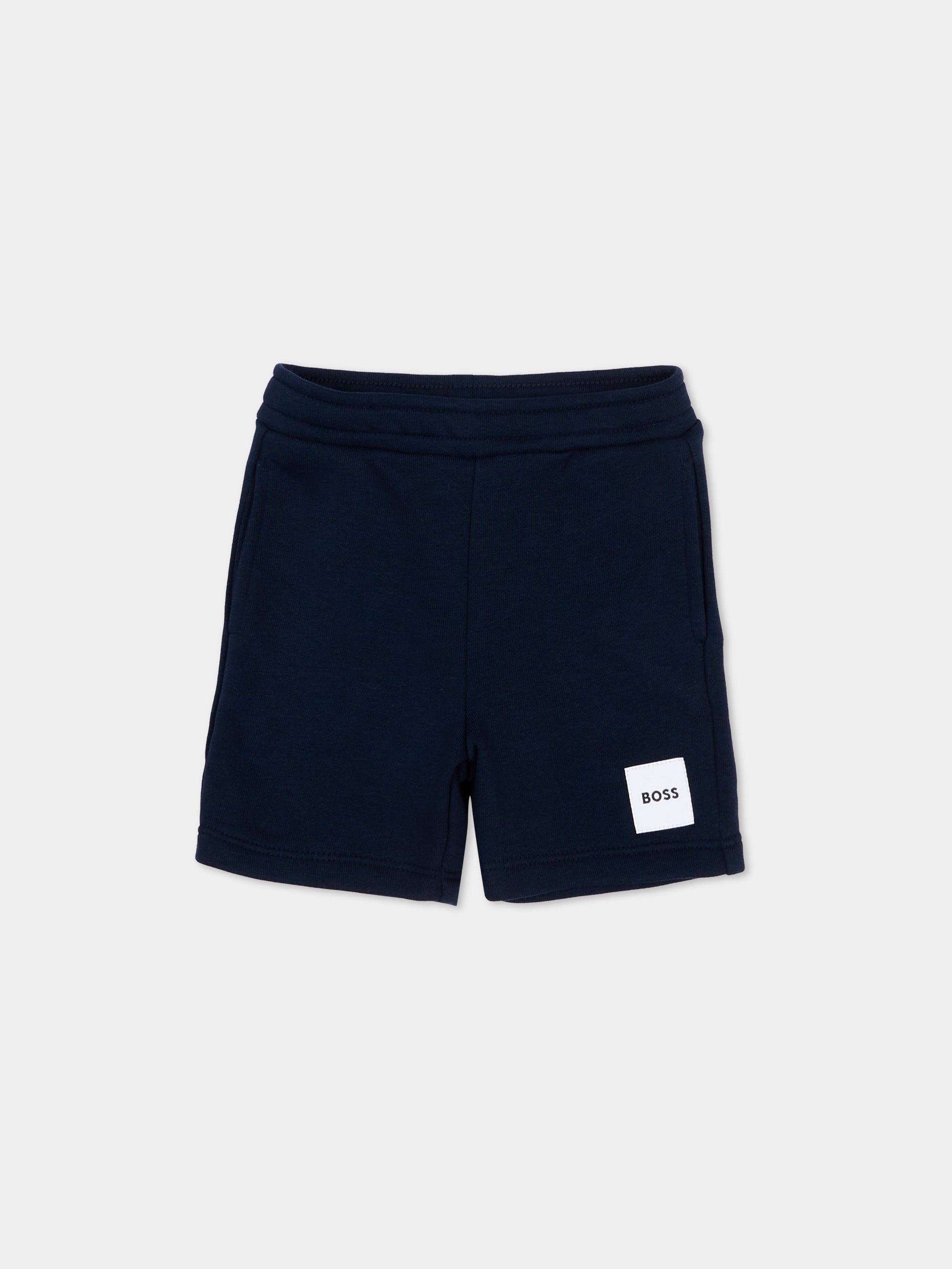 Shorts sportivi blu per neonato con logo,Boss,J52874 849