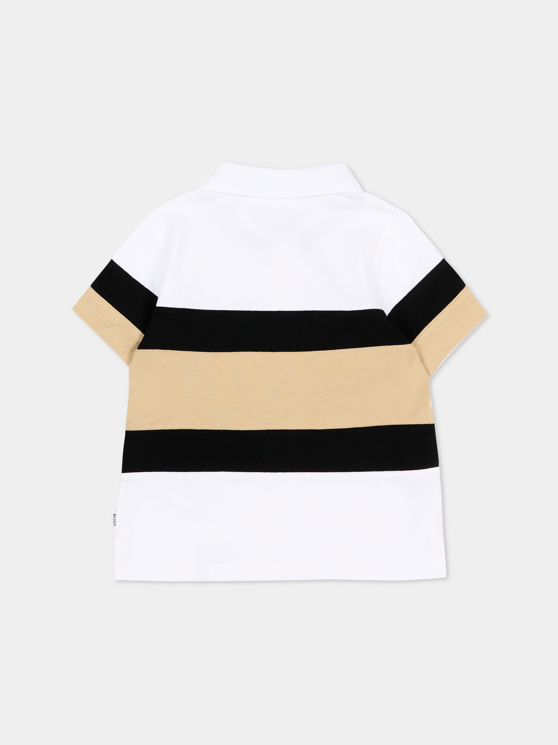 Polo bianca a righe per neonato,Boss,J52881 10P