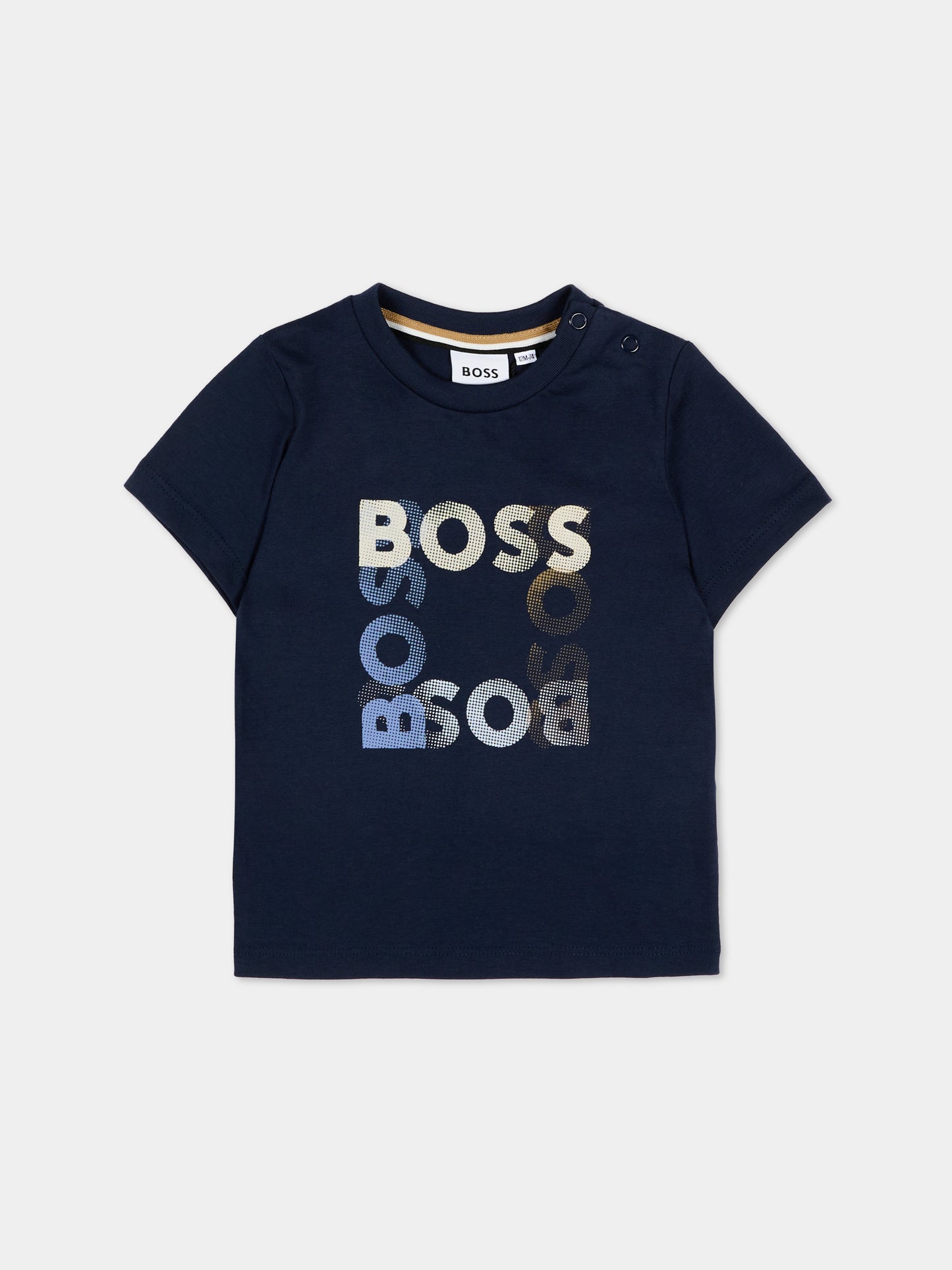 T-Shirt blu per neonato con logo,Boss,J52882 849