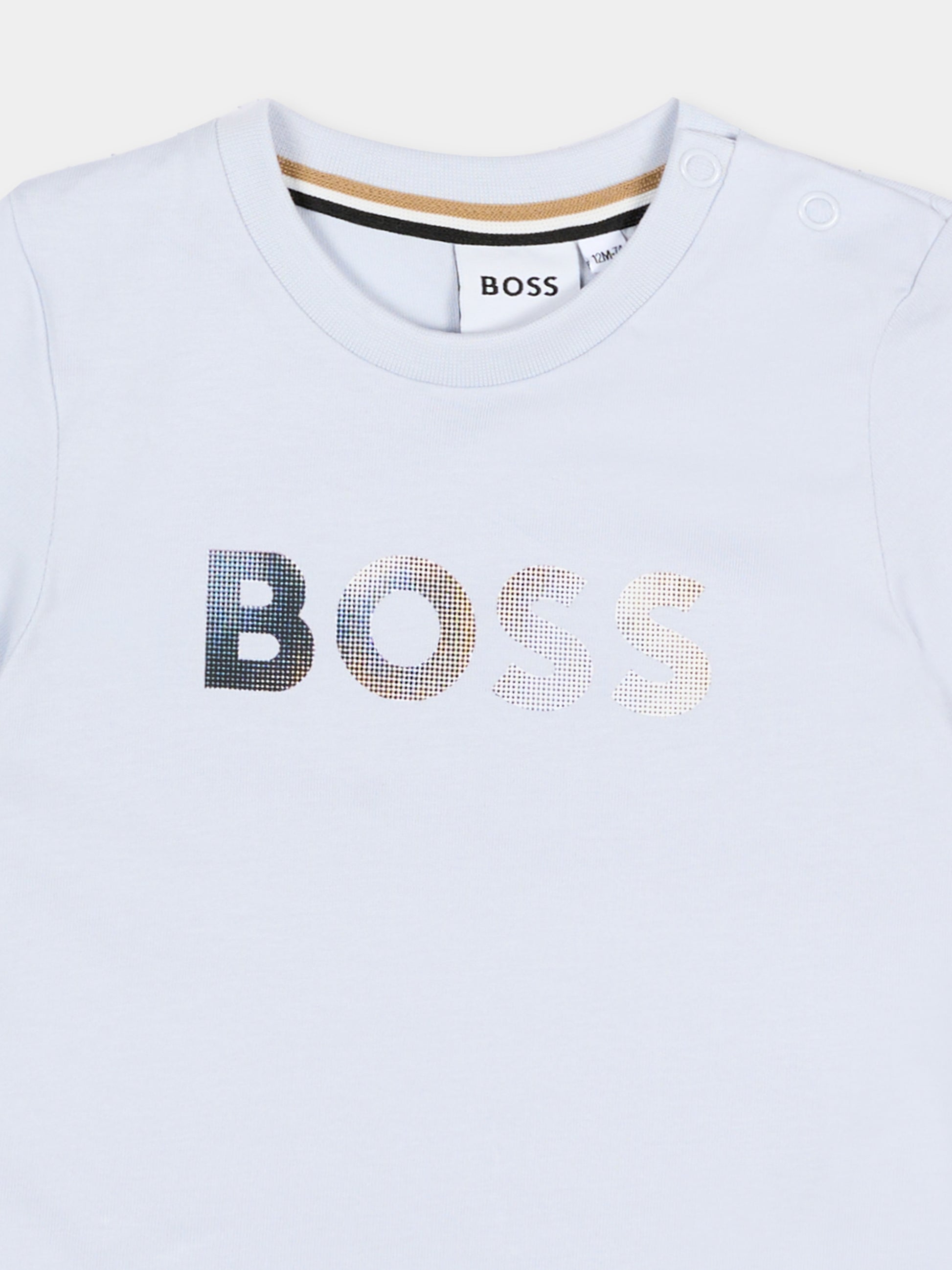 T-Shirt celeste per neonato con logo,Boss,J52887 78K