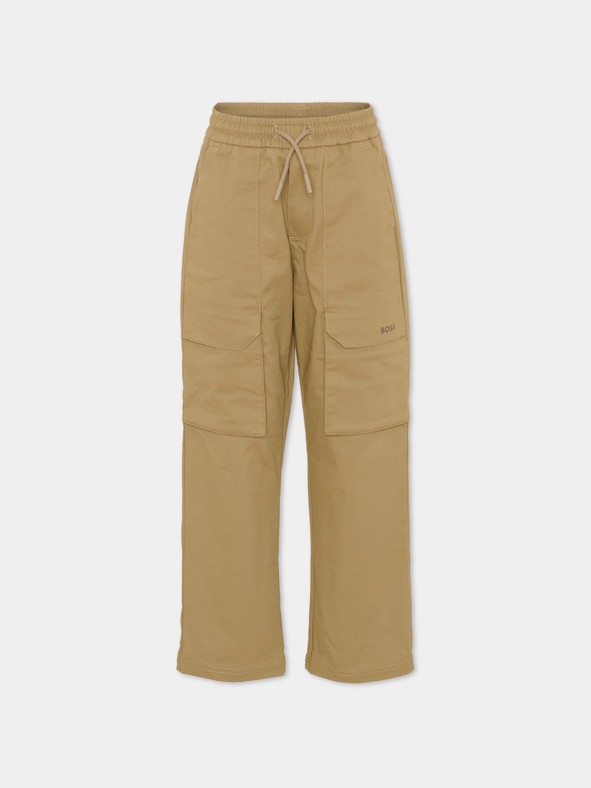 Pantaloni beige per bambino con logo,Boss,J52913 295