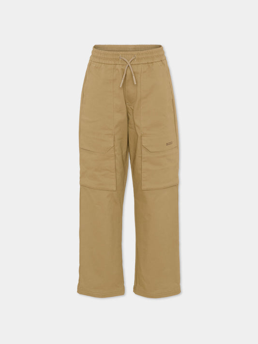 Pantaloni beige per bambino con logo,Boss,J52913 295
