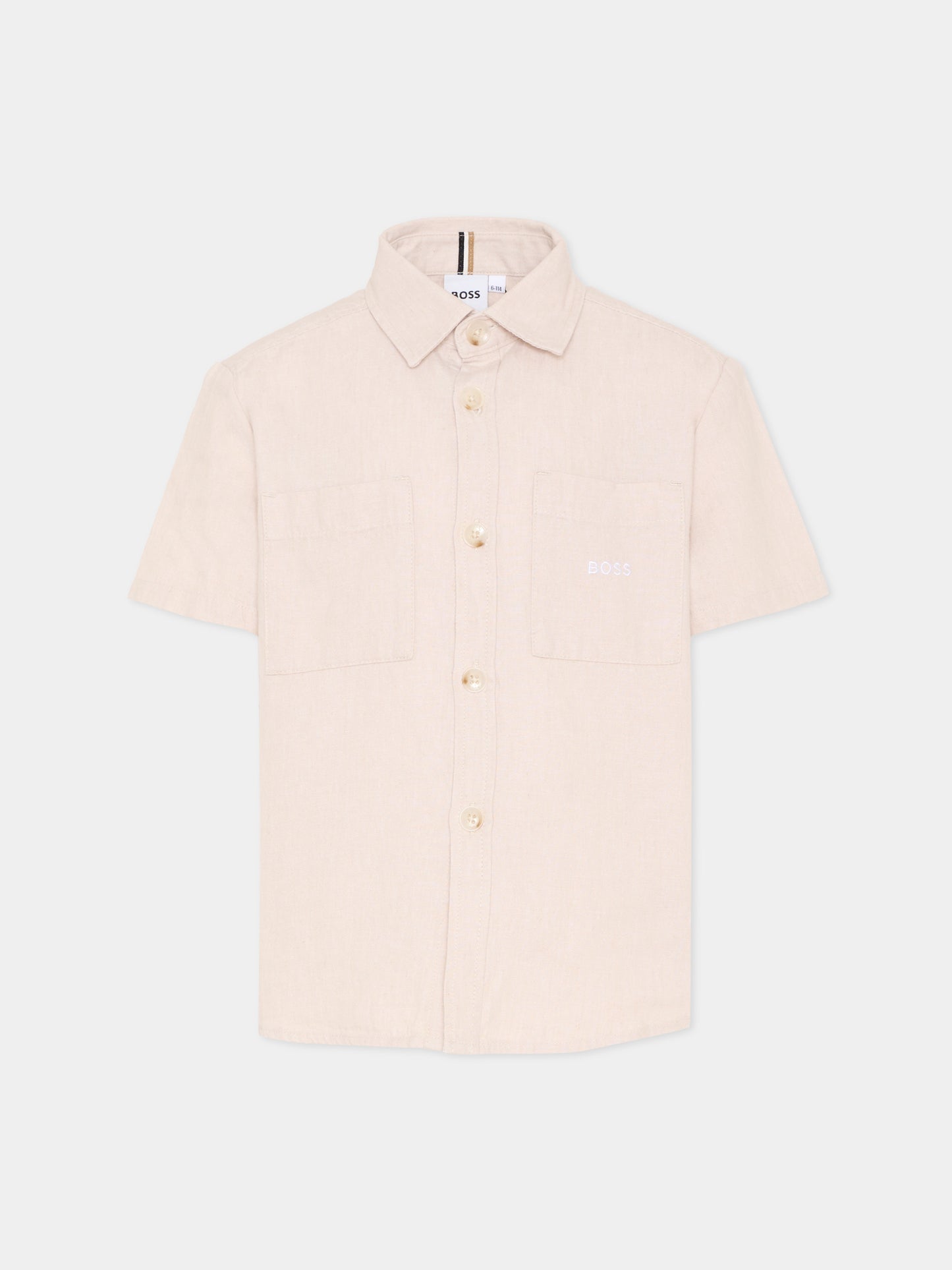 Camicia beige per bambino con logo,Boss,J52942 130