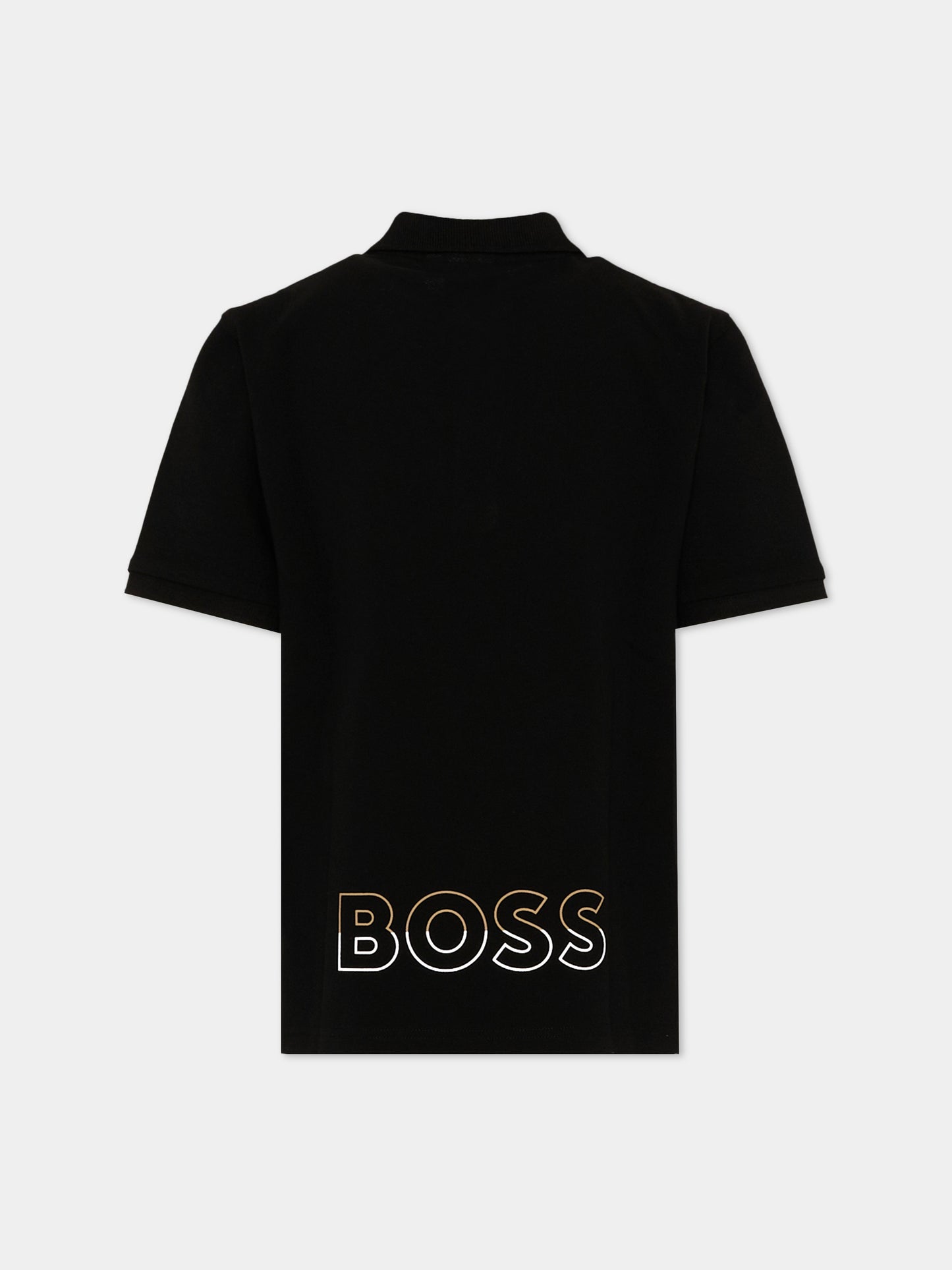 Polo nera per bambino con logo,Boss,J52954 09B