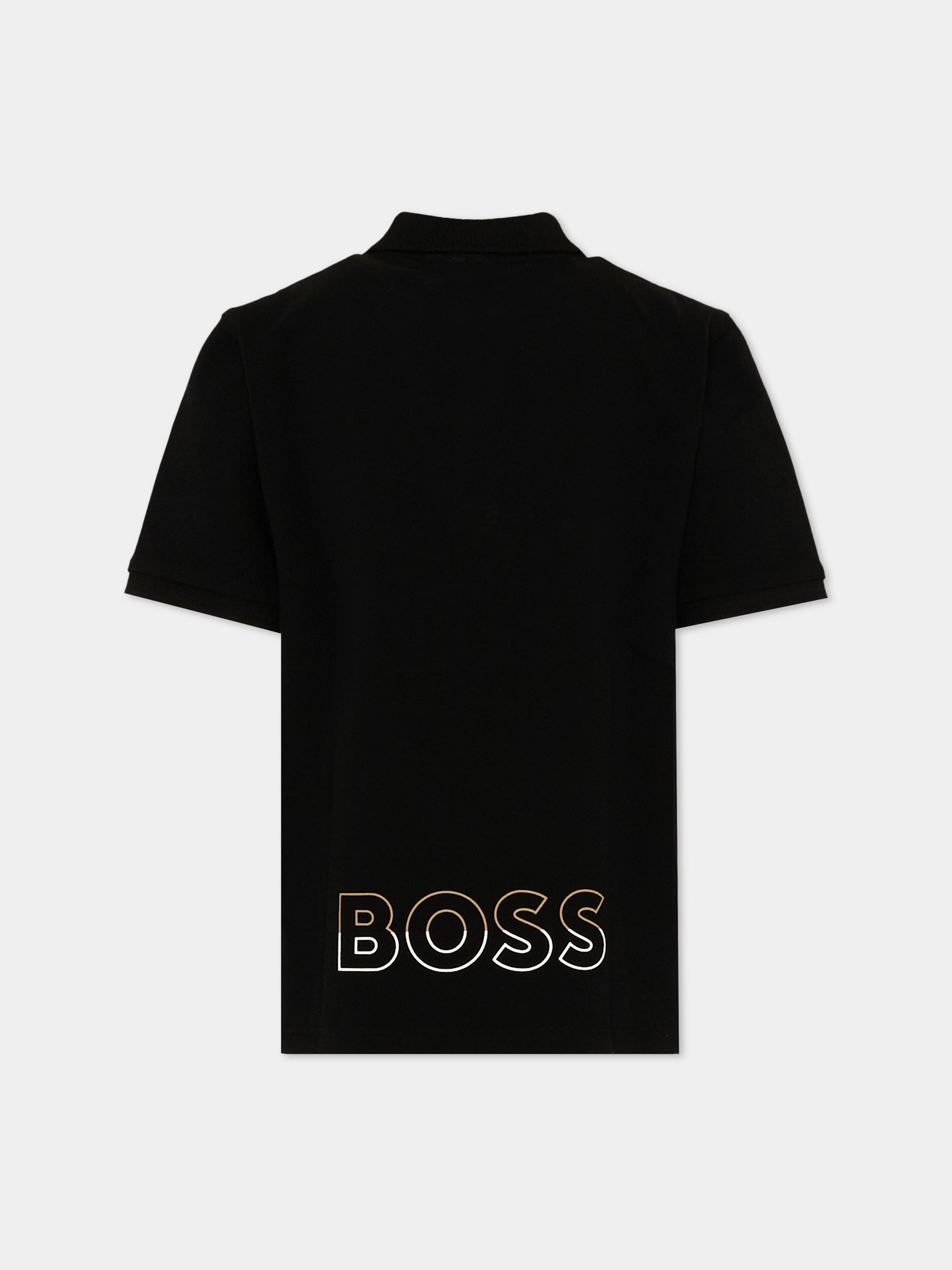 Polo nera per bambino con logo,Boss,J52954 09B