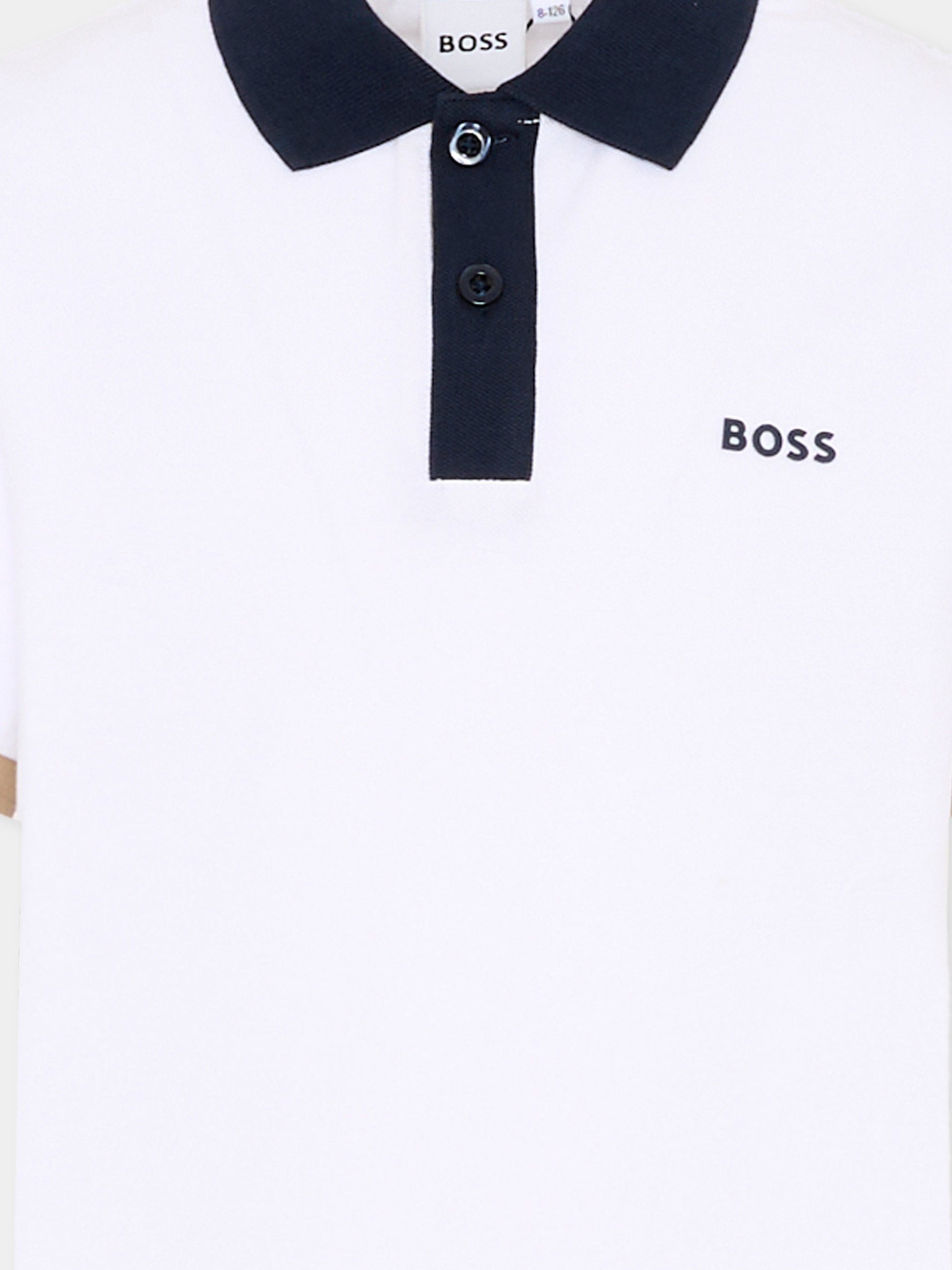 Polo bianca per bambino con logo gommato,Boss,J52955 10P