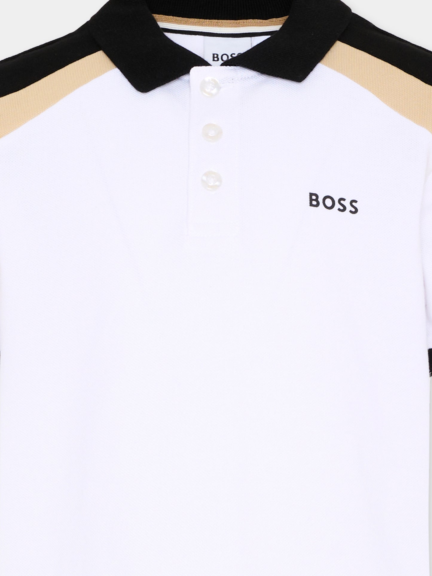 Polo bianca per bambino color block,Boss,J52960 10P