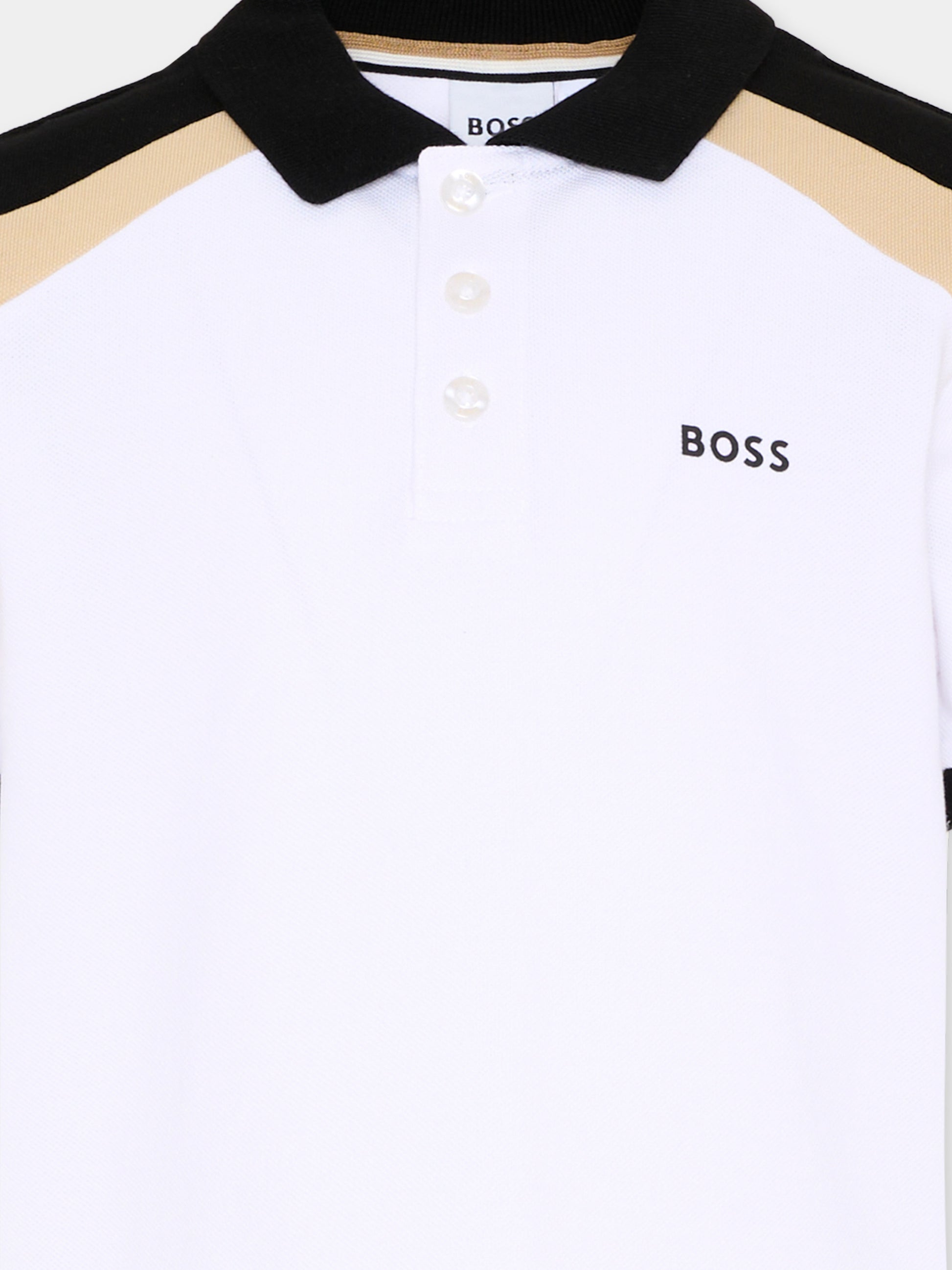 Polo bianca per bambino color block,Boss,J52960 10P