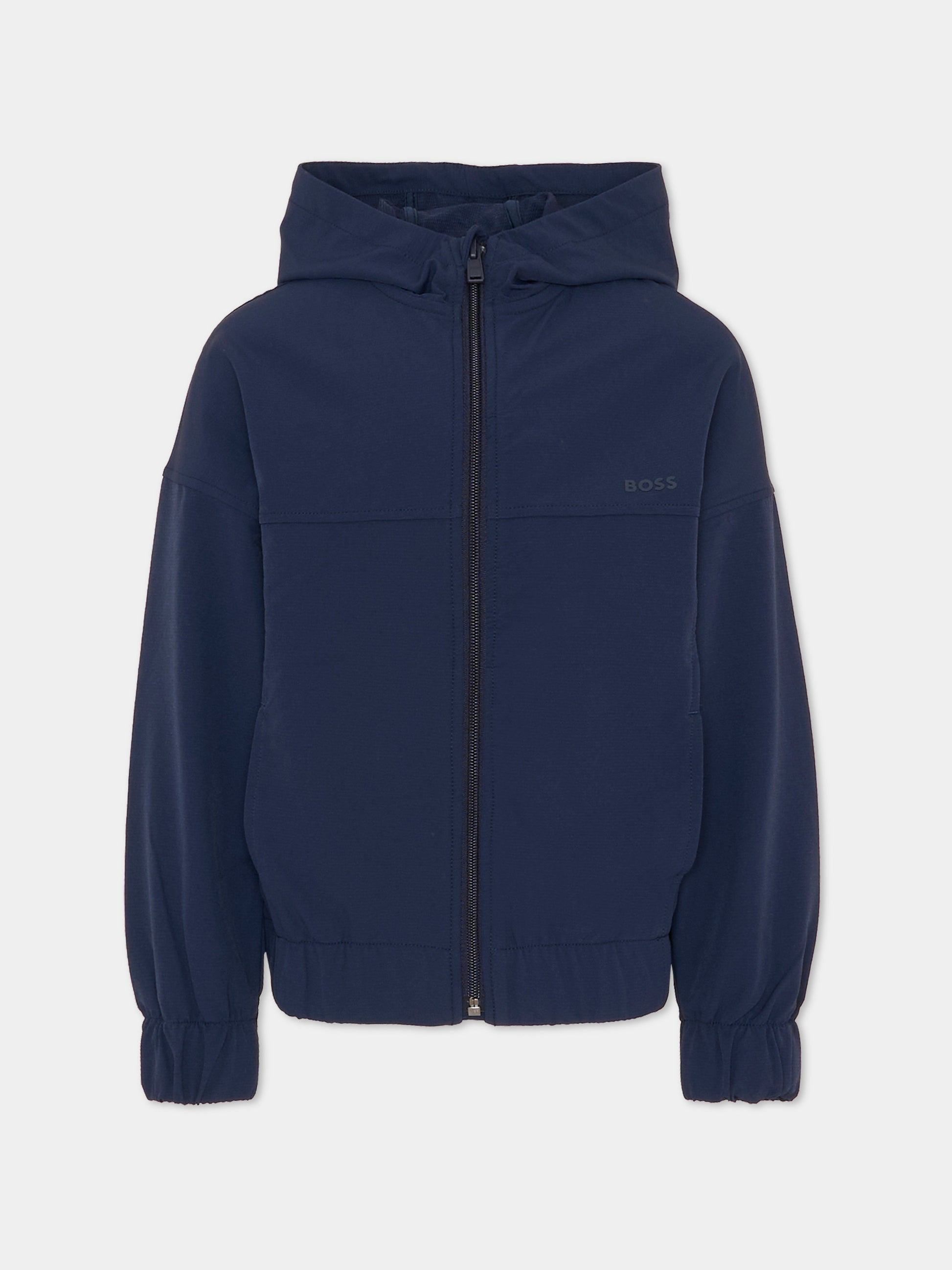 Giacca a vento blu per bambino con logo,Boss,J52967 849