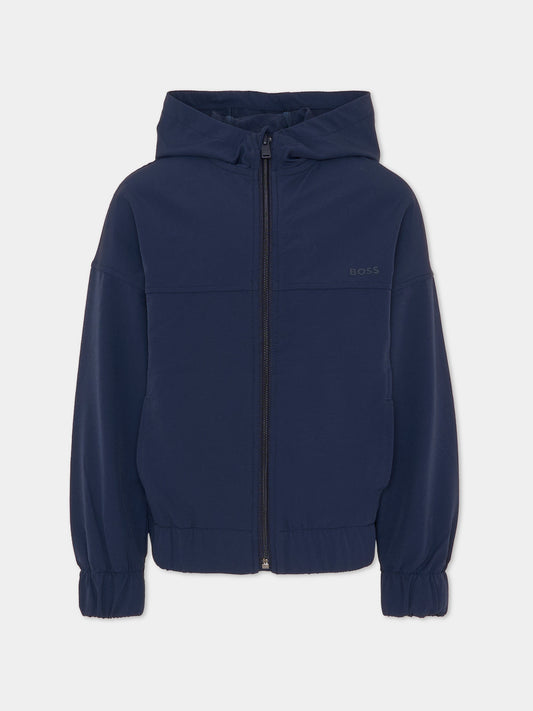 Giacca a vento blu per bambino con logo,Boss,J52967 849