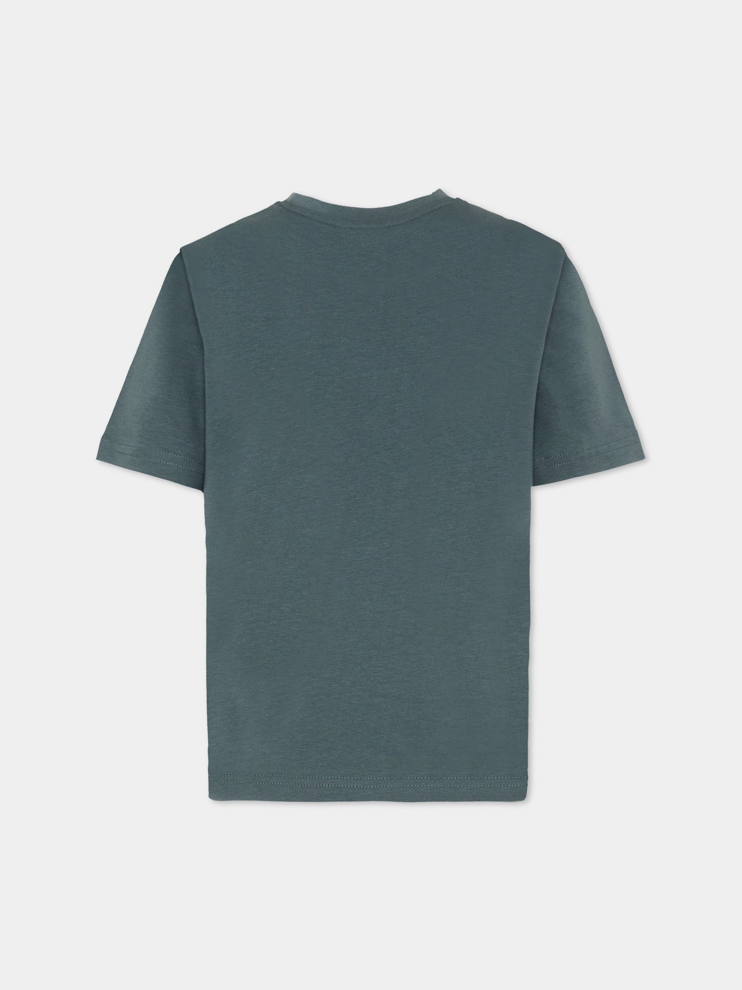 T-Shirt verde per bambino con logo gommato,Boss,J52978 68C