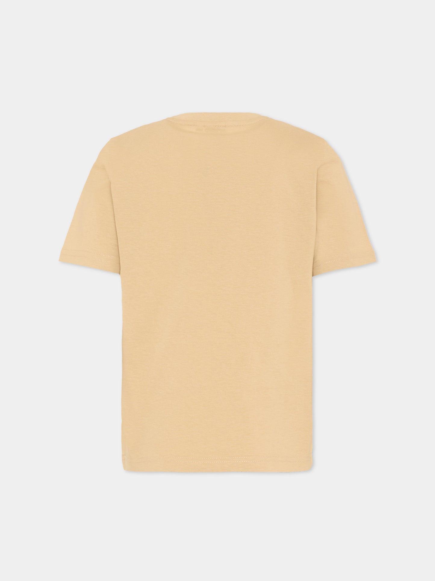 T-Shirt beige per bambino con bande logo,Boss,J52979 249