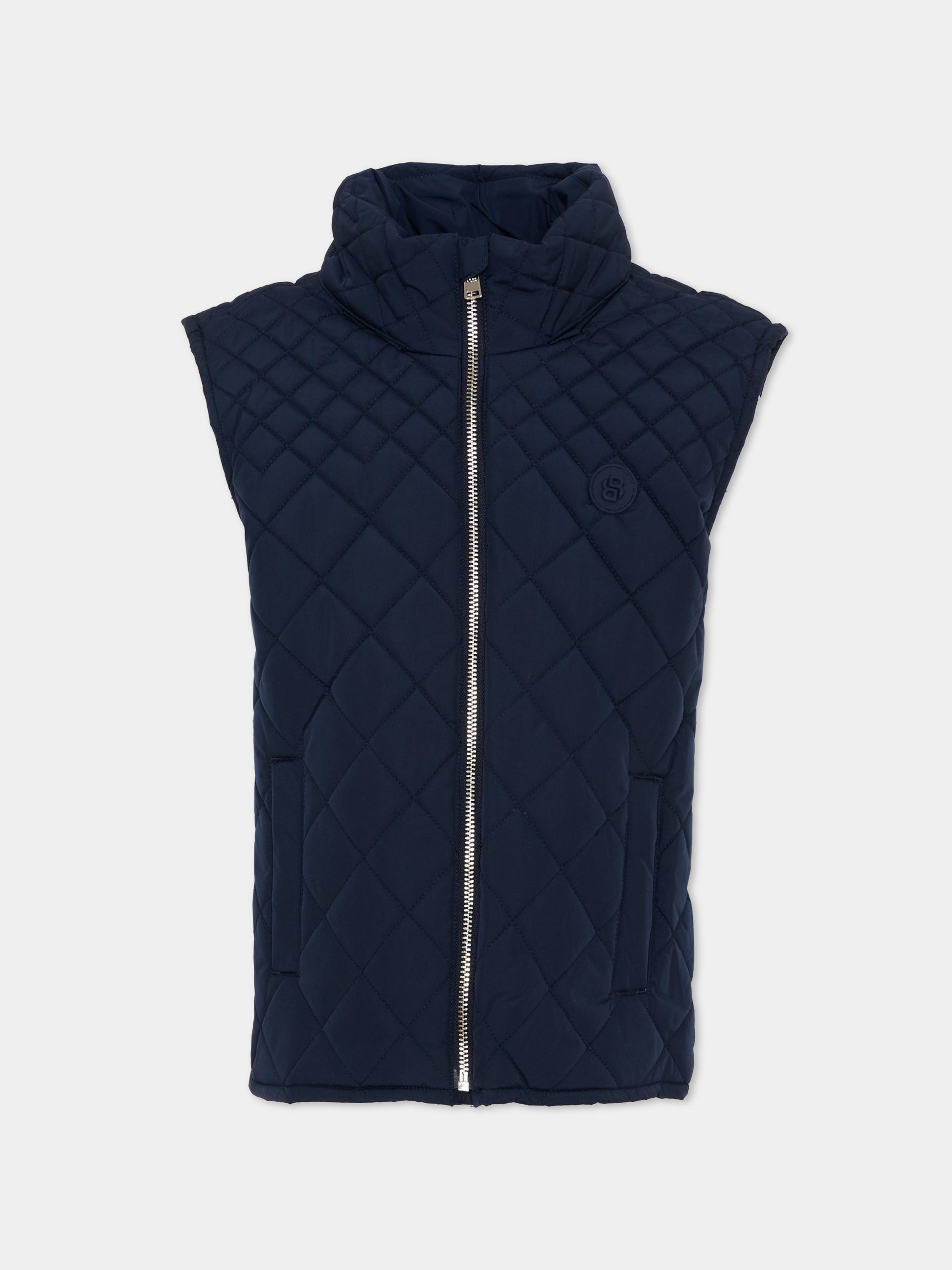 Gilet blu per bambino trapuntato,Boss,J53003 849