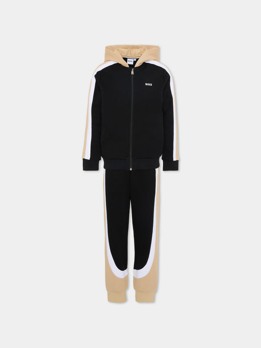 Completo nero per bambino con logo bianco,Boss,J53004 09B