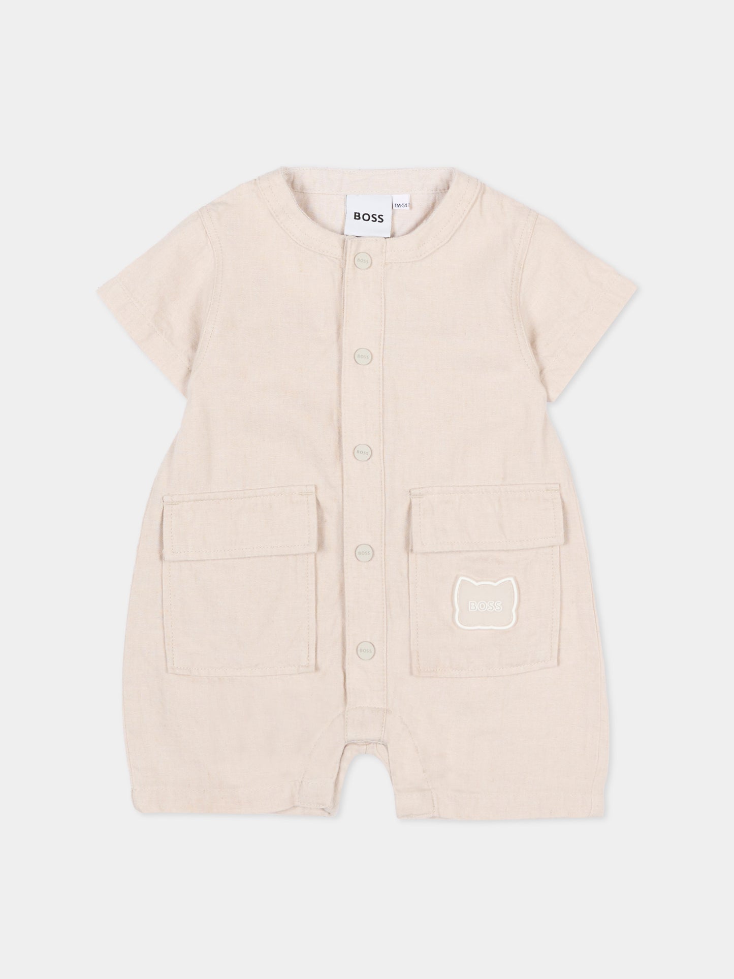 Pagliaccetto avorio per neonato con logo,Boss,J53030 130