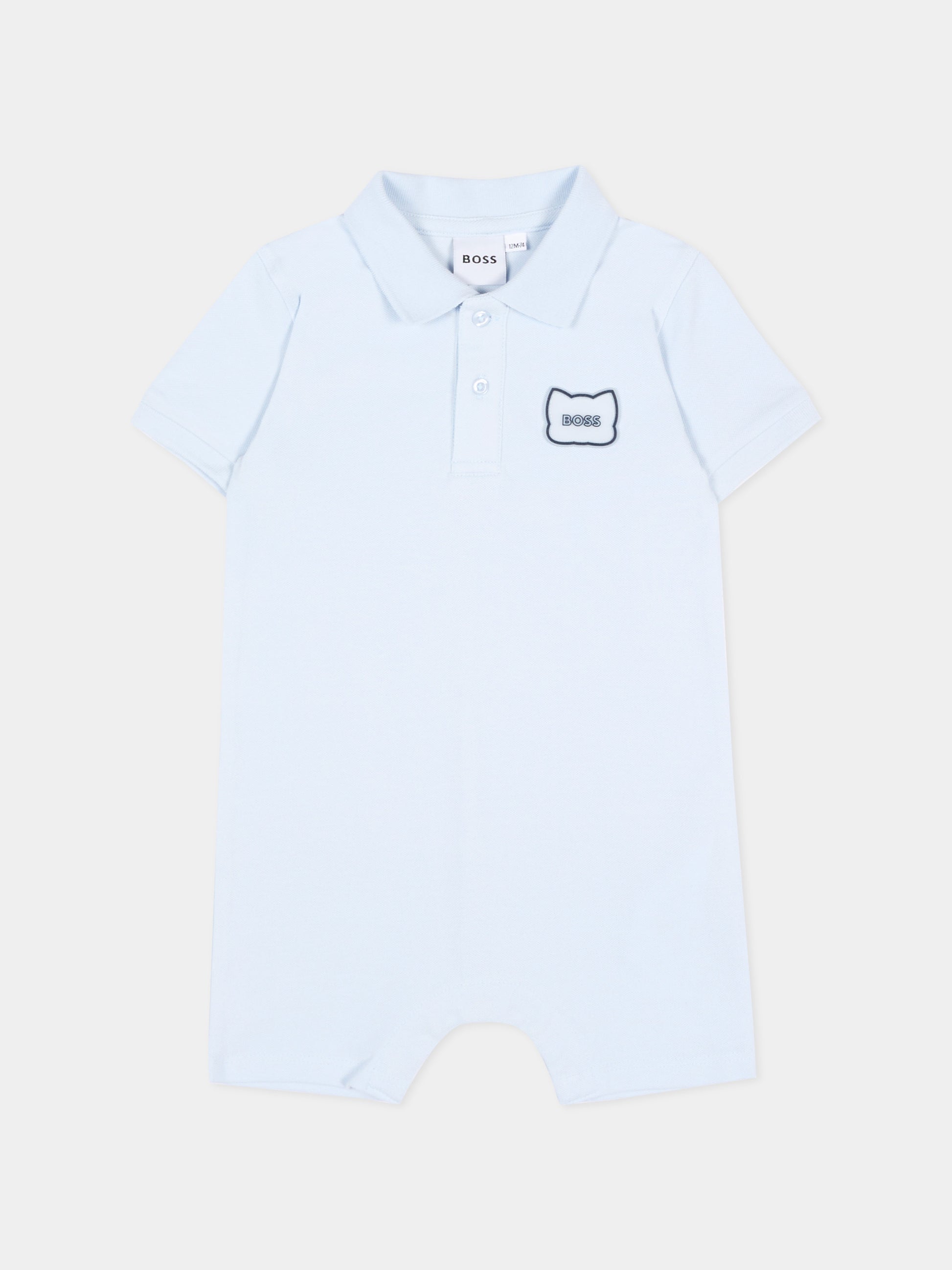 Pagliaccetto celeste per neonato con logo,Boss,J53033 771